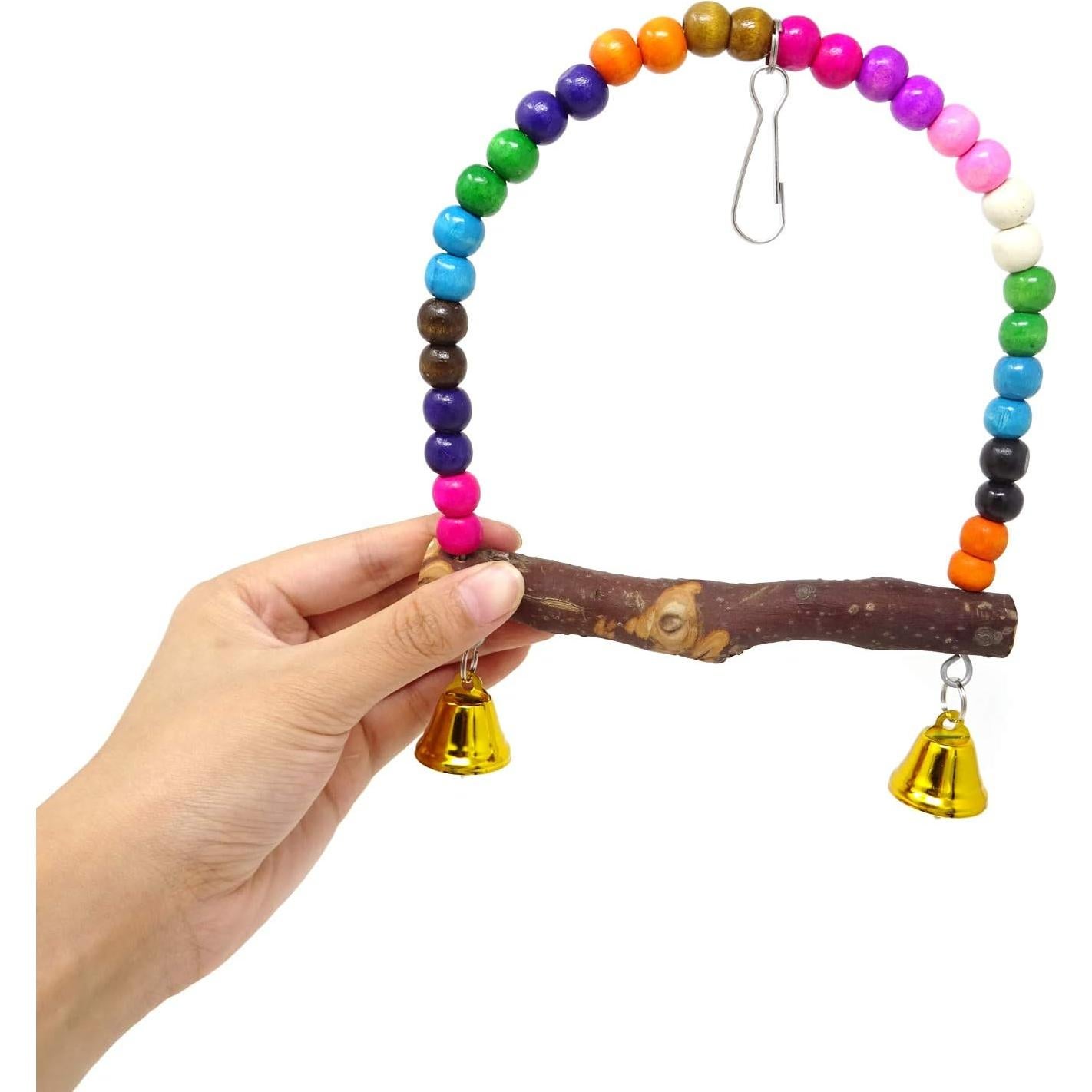 Columpio de Madera Honbay para Aves Pequeñas 16x15cm