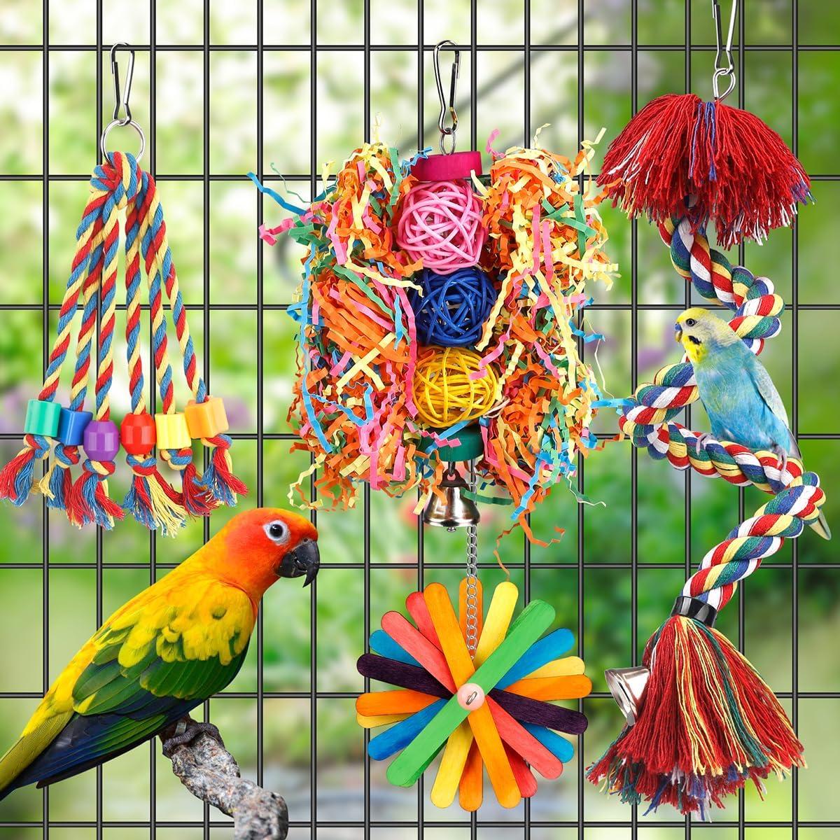 Juguetes para Aves YIXUND - Percha de Cuerda y Accesorios Coloridos