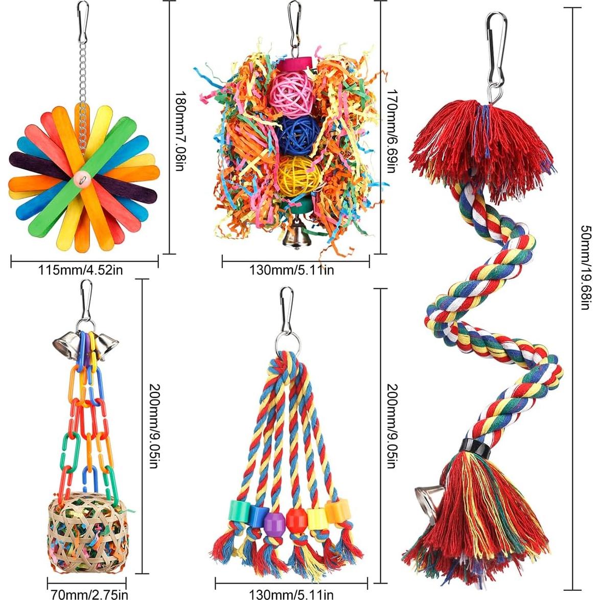 Juguetes para Aves YIXUND - Percha de Cuerda y Accesorios Coloridos