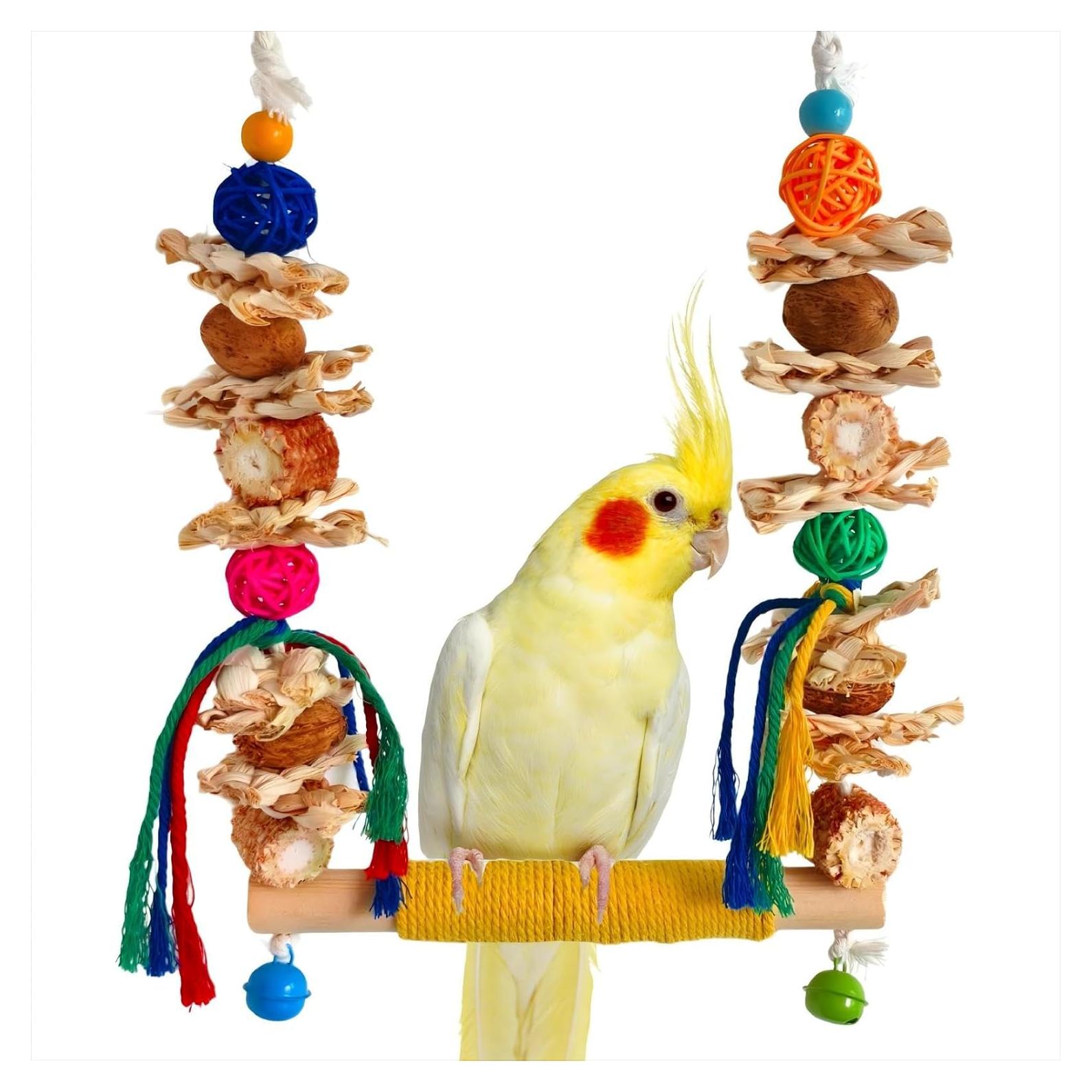 Juguete Columpio para Aves XLpeixin - Madera Natural 20cm