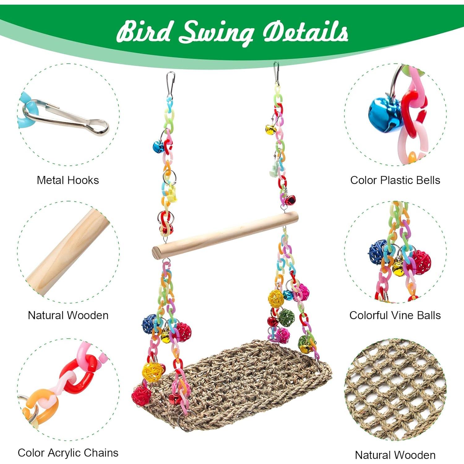 Columpio para Aves Coolrunner con Hamaca y Campanas Coloridas