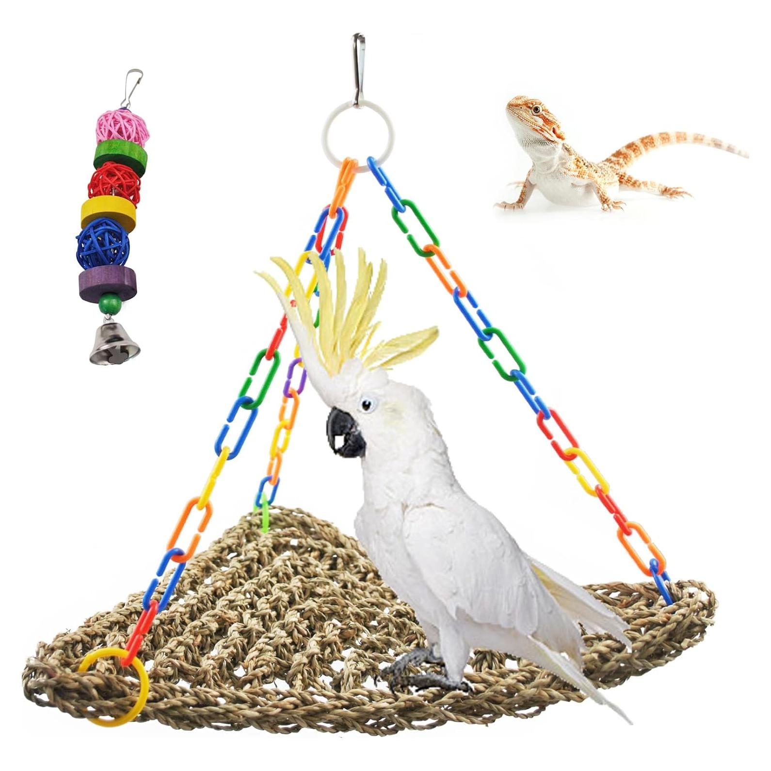 Hamaca de Hierba Marina MUYG para Aves - 42x32 cm, 2 Pcs