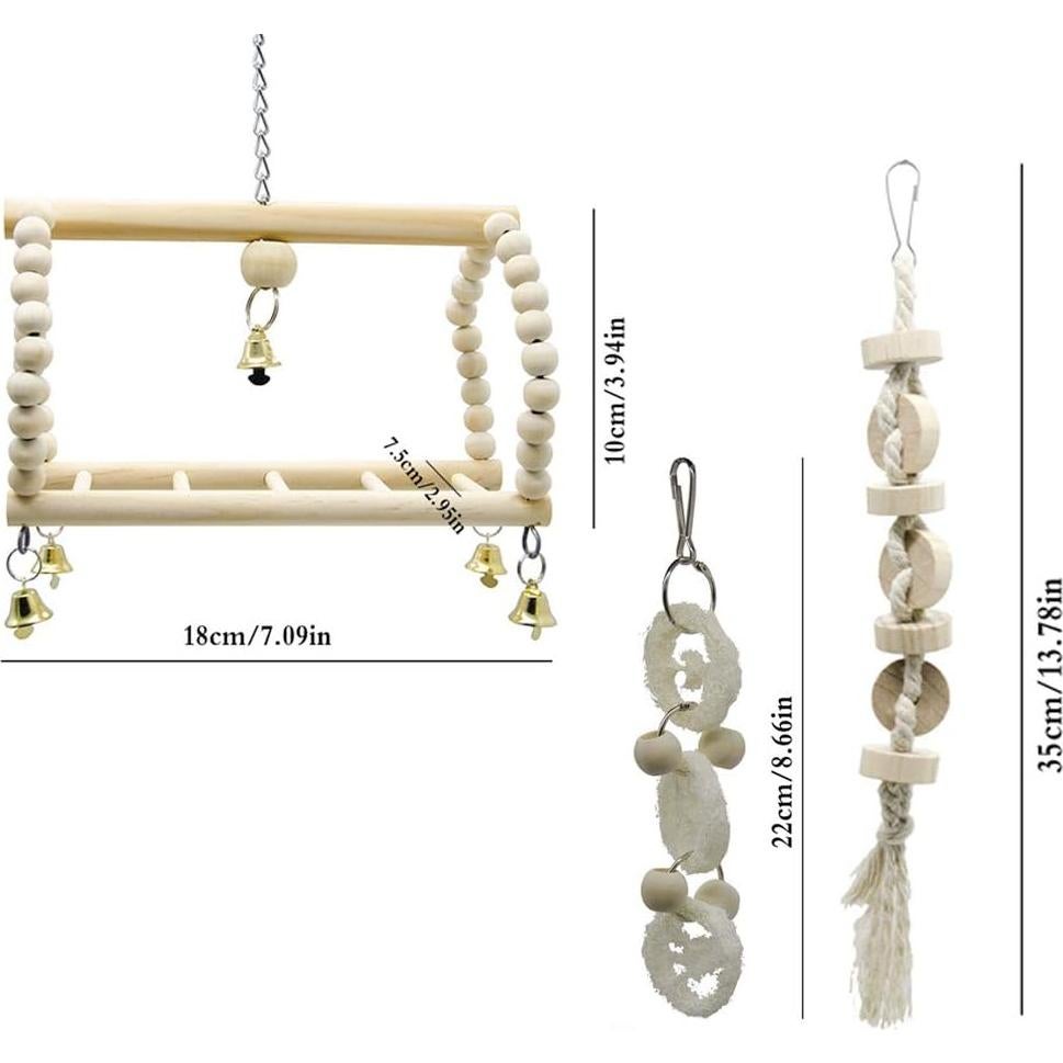 Juguetes para Aves Deloky 7 Piezas Masticables y Columpios