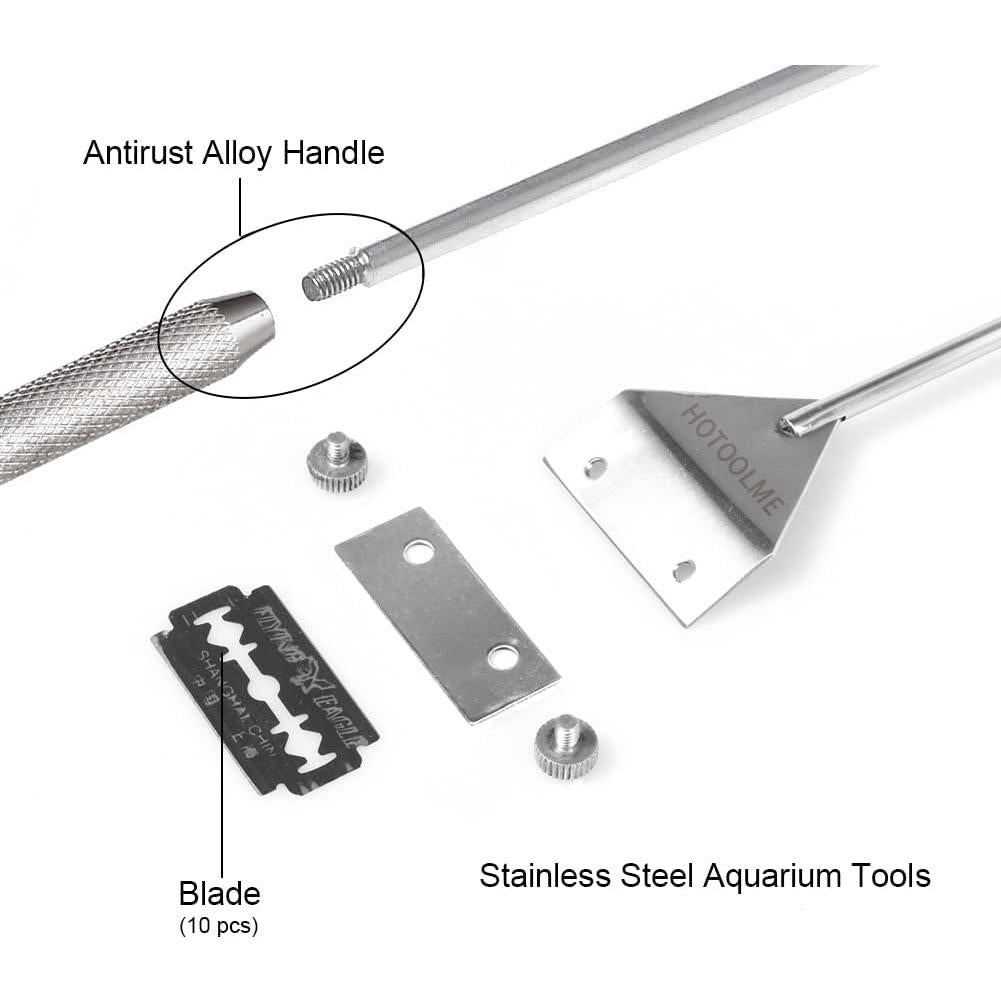 Raspador de Acuario HOTOOLME 65 cm Acero Inoxidable 10 Cuchillas