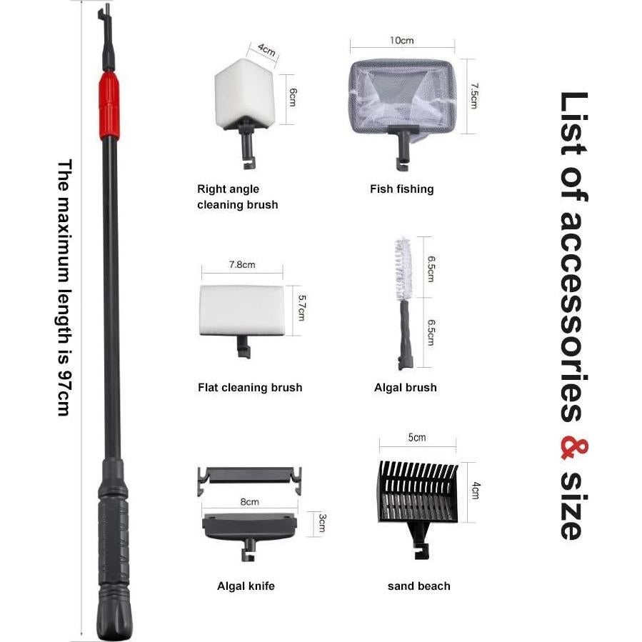 Kit de Limpieza de Acuario 6 en 1 UPETTOOLS con Mango Ajustable