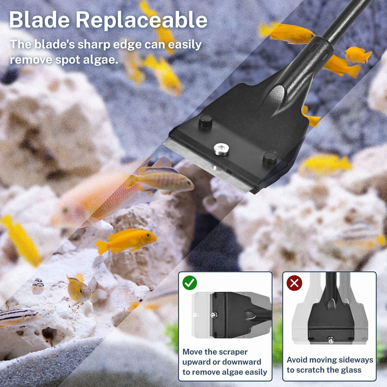 Raspador de Acuario Olaismln 53 cm con 5 Cuchillas Inox