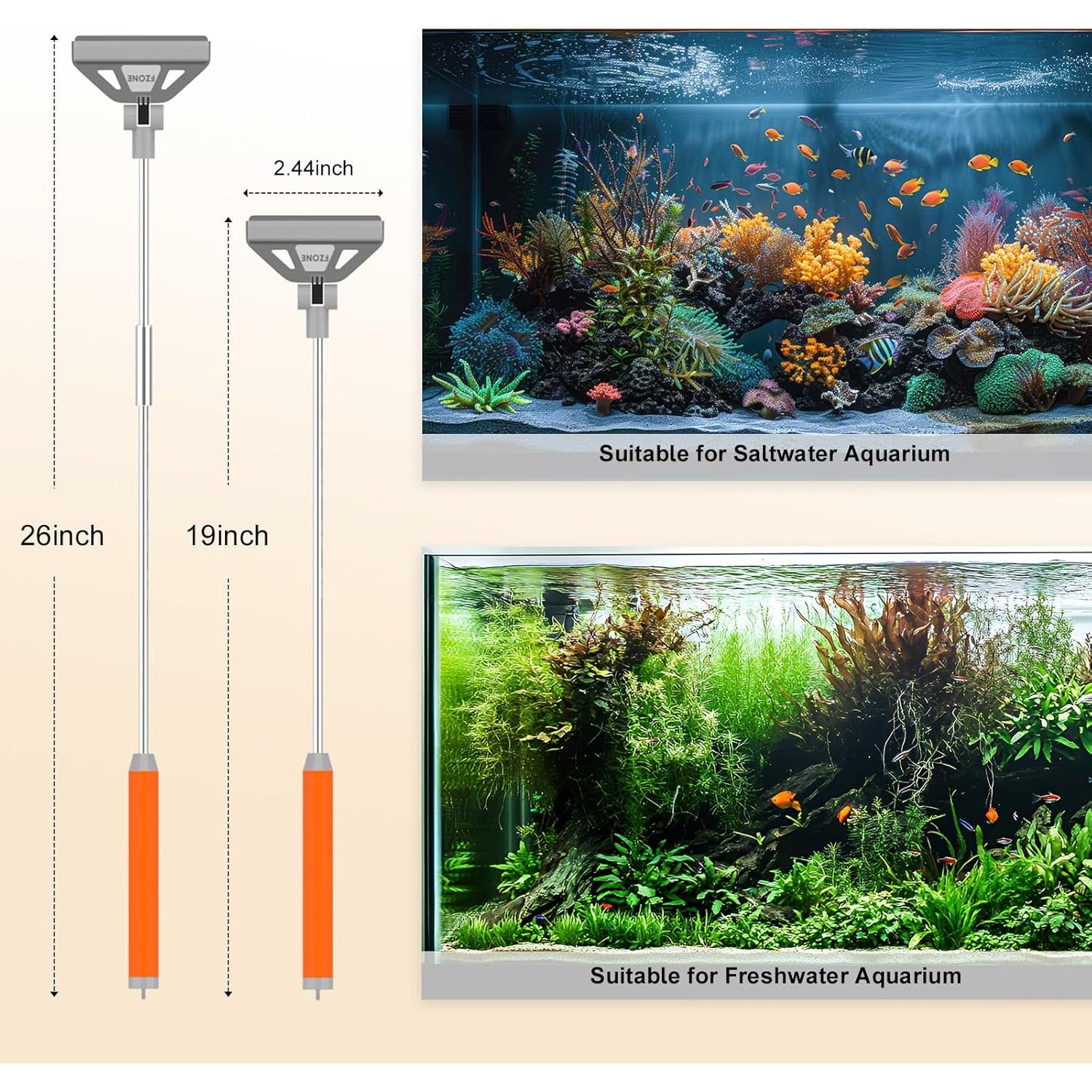 Raspador de Algas FZONE 2-en-1 para Acuarios 48.3cm-66cm