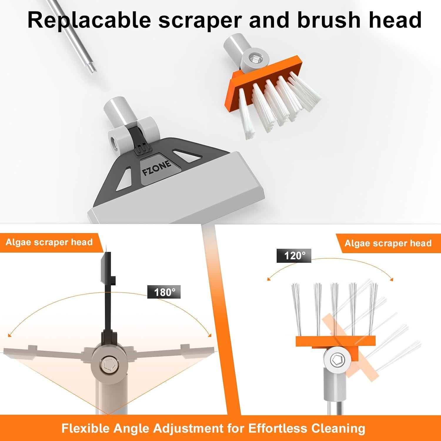Raspador de Algas FZONE 2-en-1 para Acuarios 48.3cm-66cm