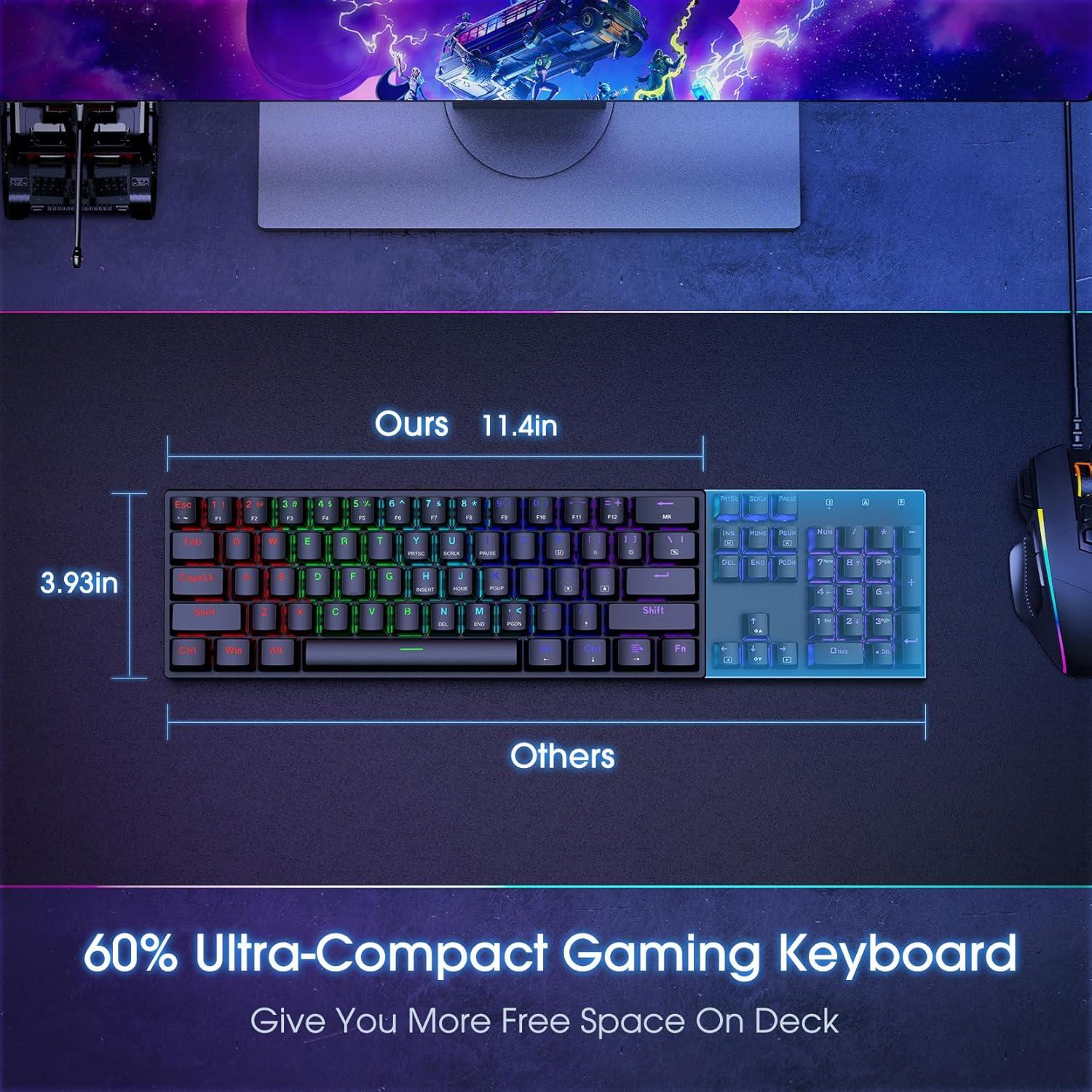 Teclado Mecánico Gaming CACKBIRD 60% Retroiluminado LED Negro