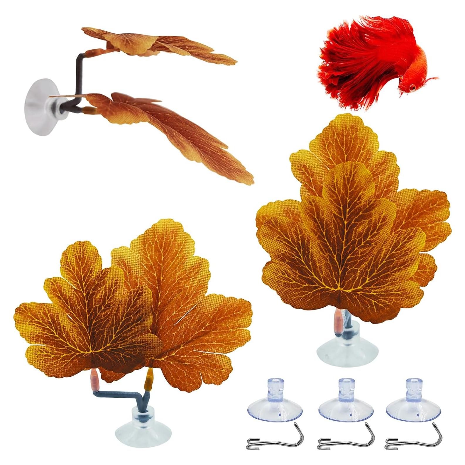 Hoja de Pescado Betta AncBace Amarilla 3pcs Accesorios Acuario