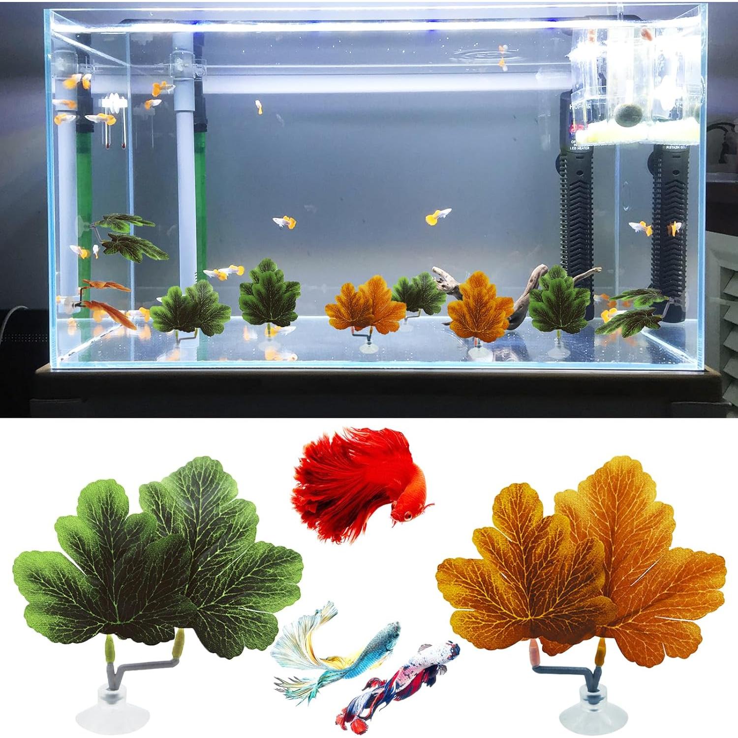 Hoja de Pescado Betta AncBace Amarilla 3pcs Accesorios Acuario