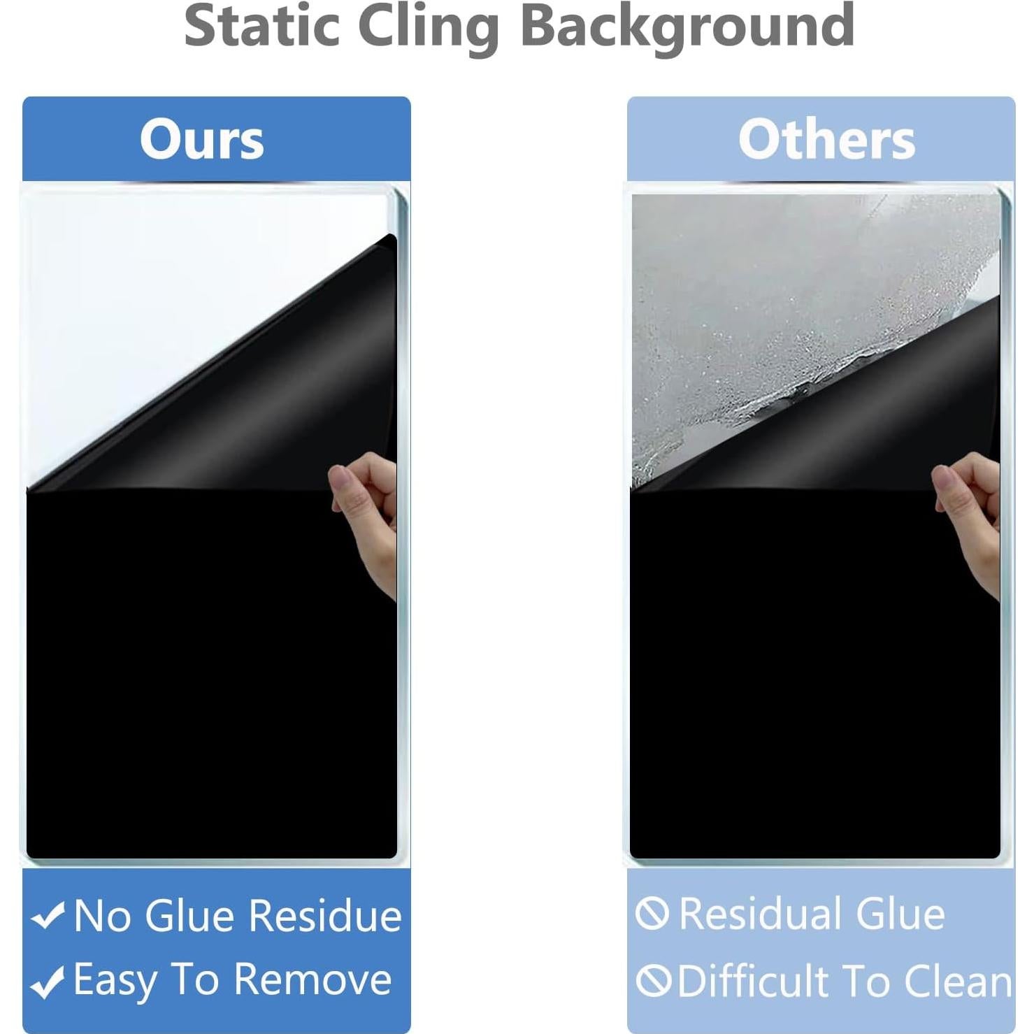 Fondo de Acuario Adherente Estático Negro PVC 60 x 30 cm