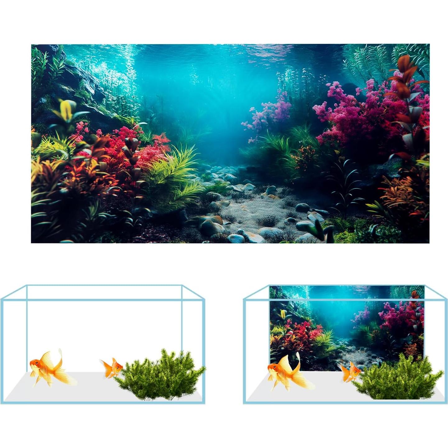 Fondo de Acuario Poliester COMSUN 90x45 cm Corales y Plantas