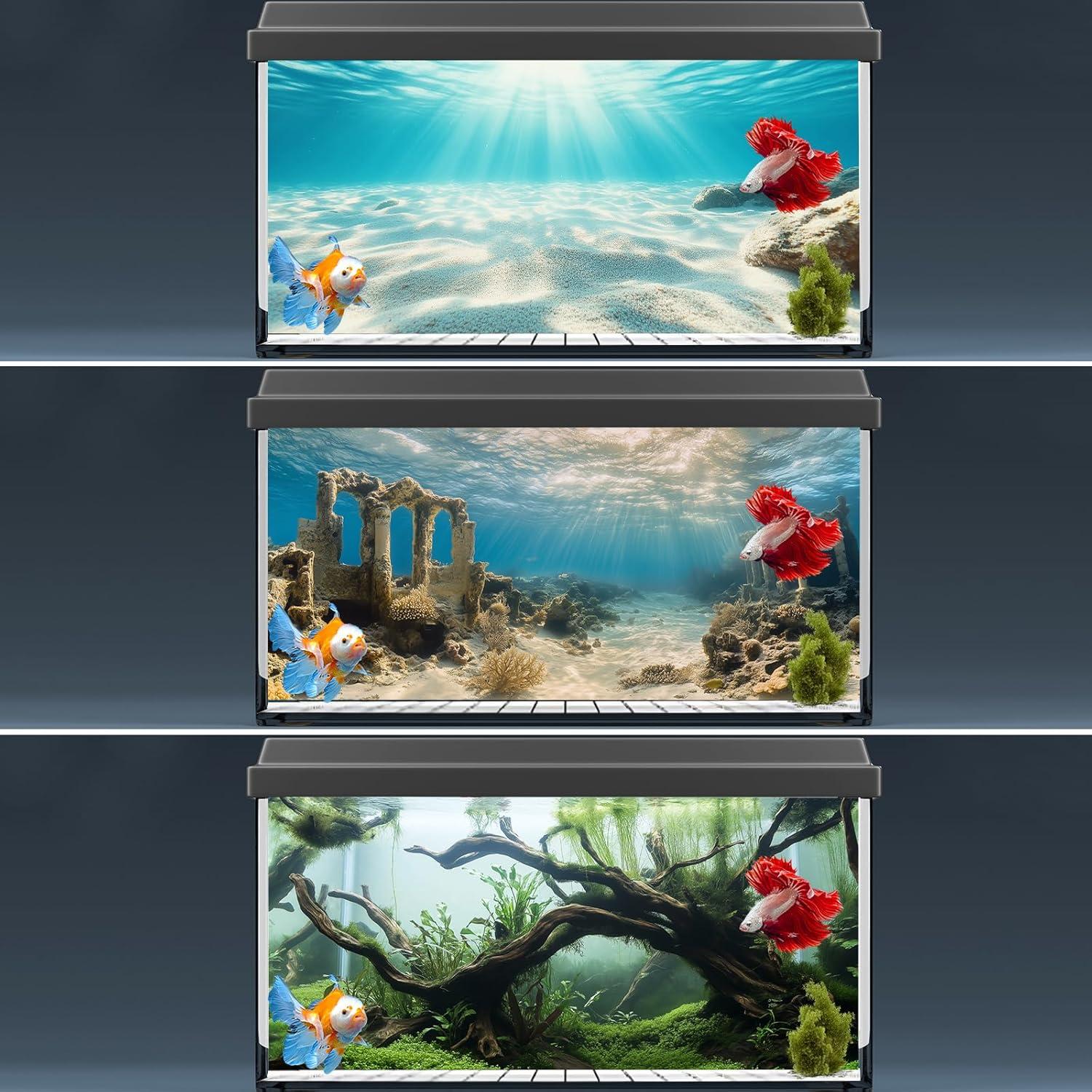 Fondo de Acuario Poliester COMSUN 90x45 cm Ruinas y Plantas