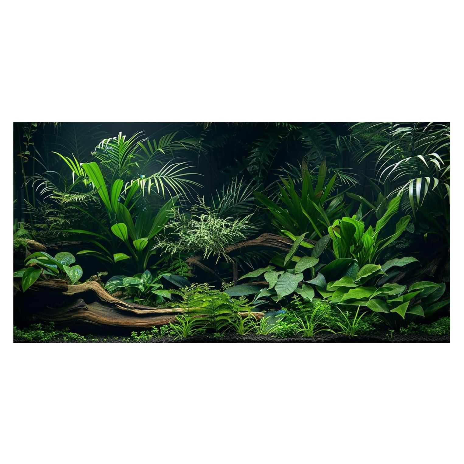 Fondo de Acuario Dizifinn 90x45 cm, Planta Acuática y Rama