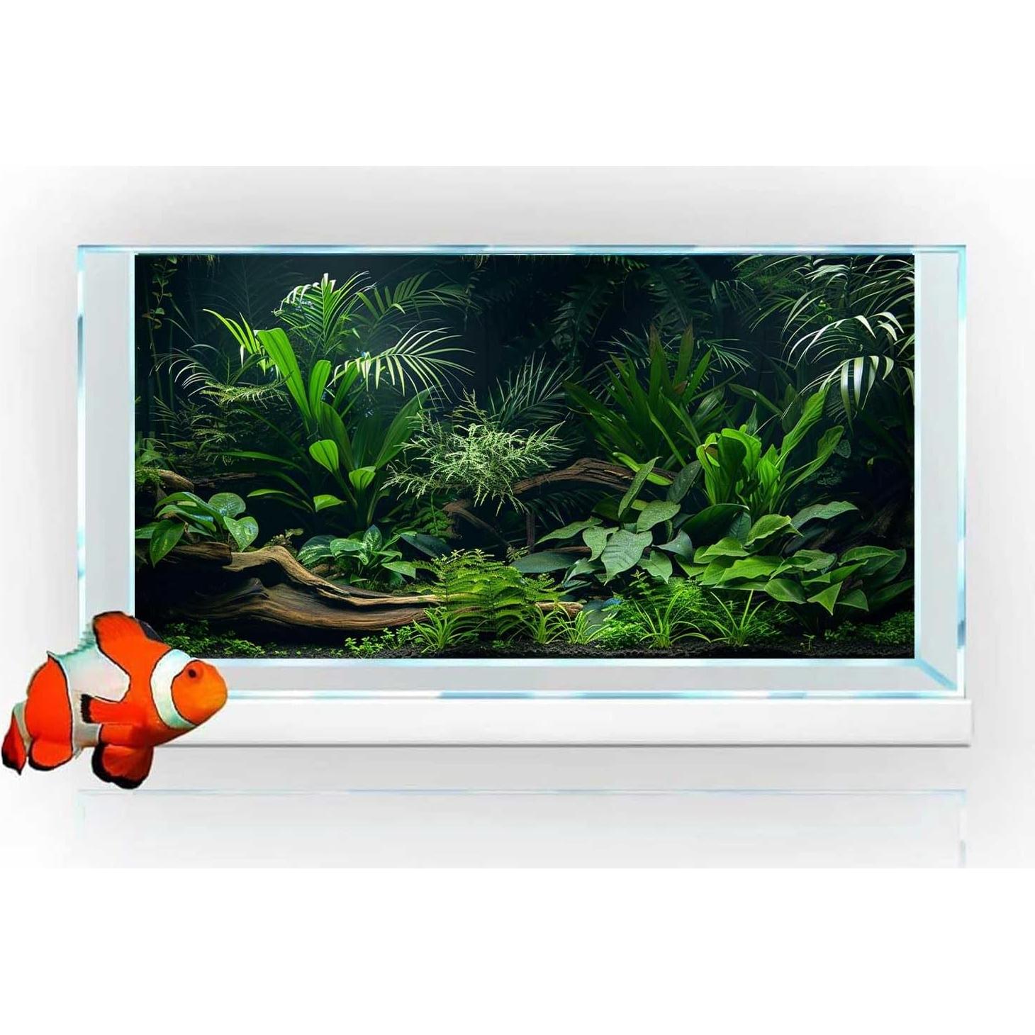 Fondo de Acuario Dizifinn 90x45 cm, Planta Acuática y Rama