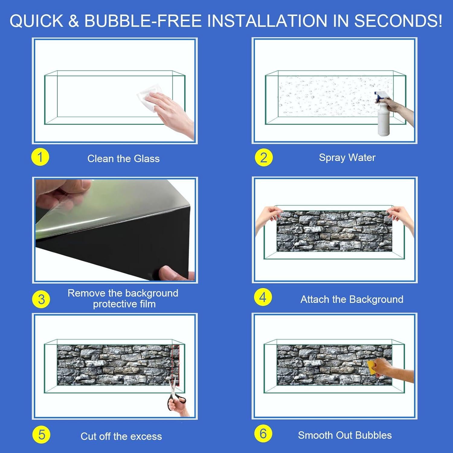 Fondo de Acuario Adherente Estático ADQST 30x60 cm Ultra HD