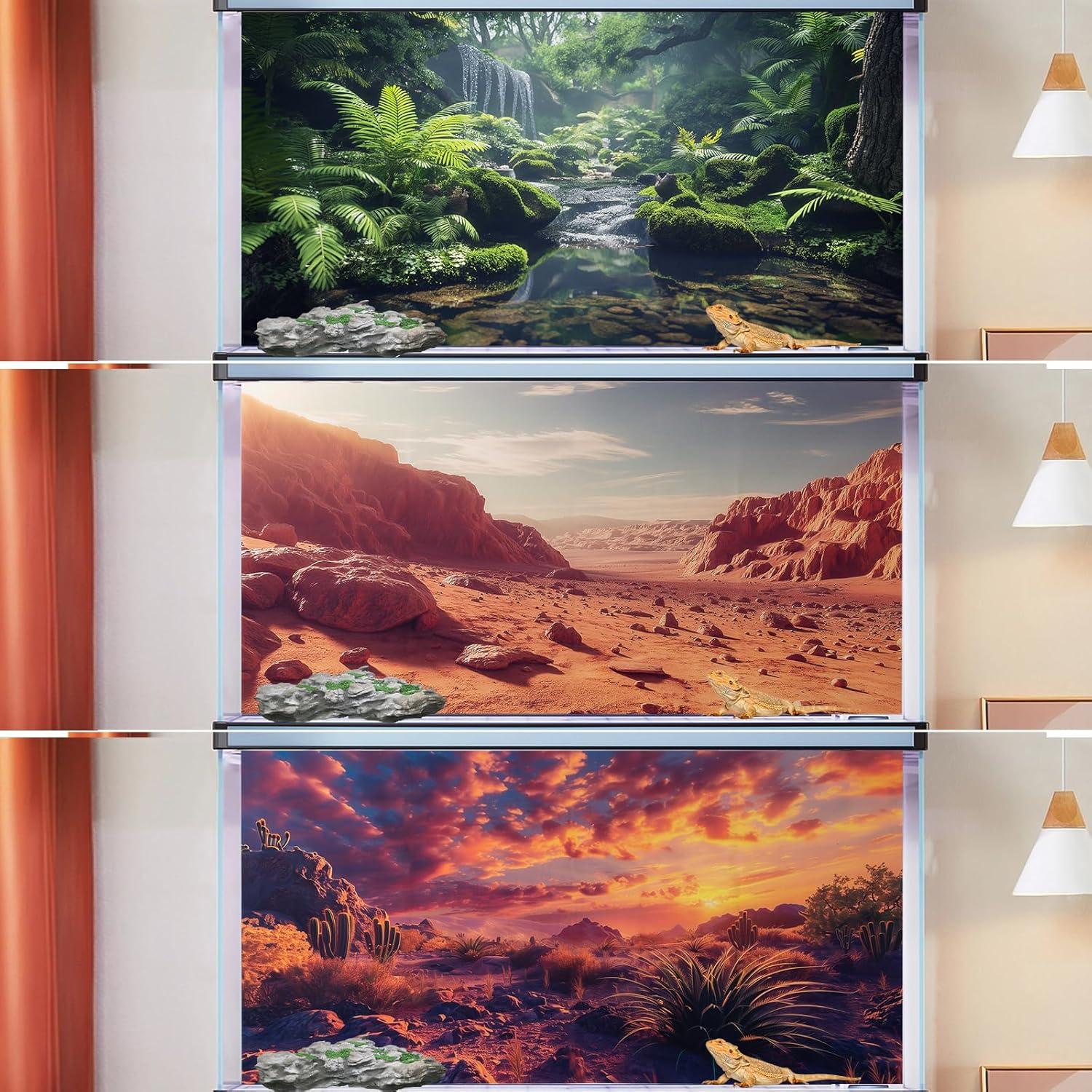 Fondo para Terrario COMSUN 90x45 cm Poliester Cactus y Helecho