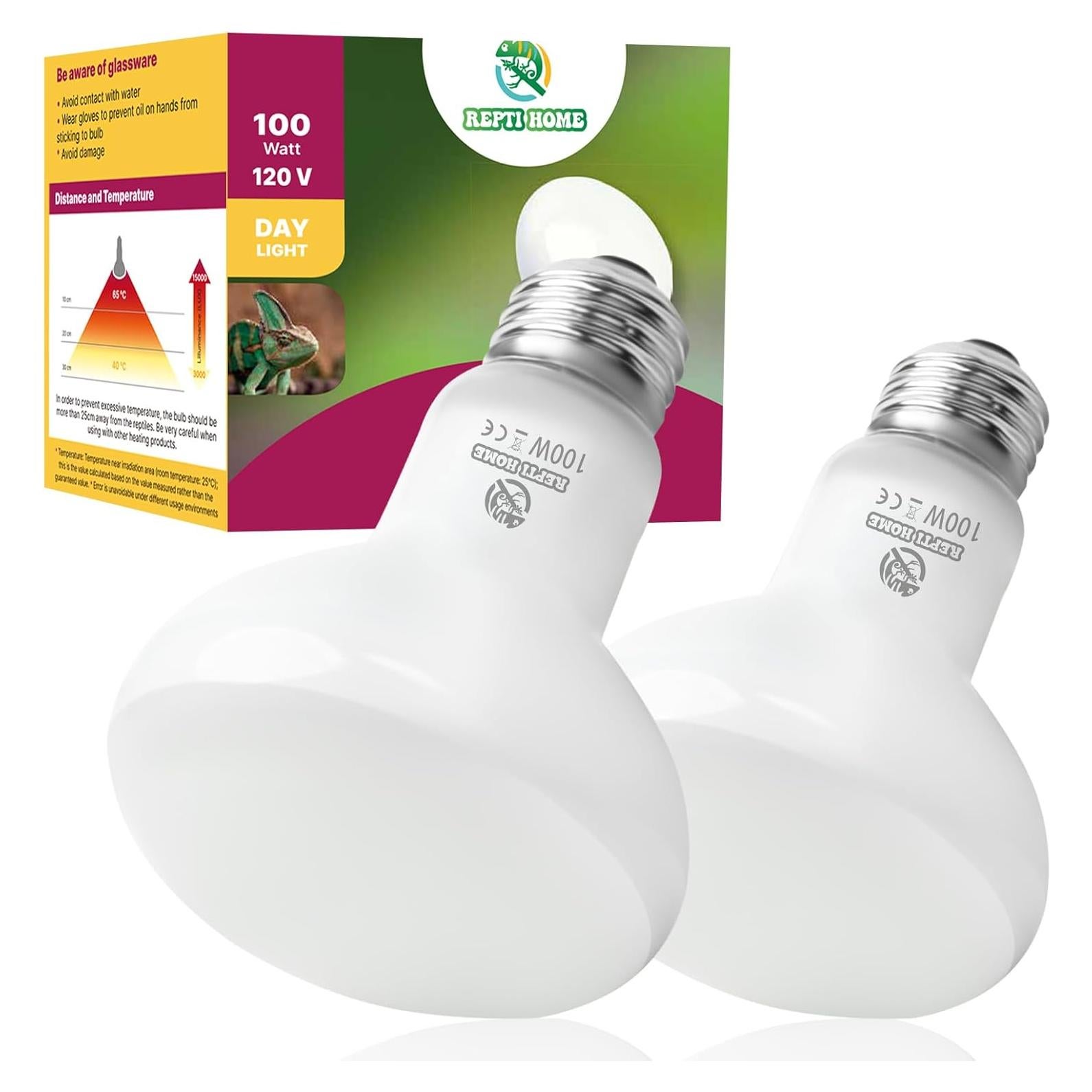 Bombillas de Calor REPTI HOME 100W para Reptiles - Paquete de 2