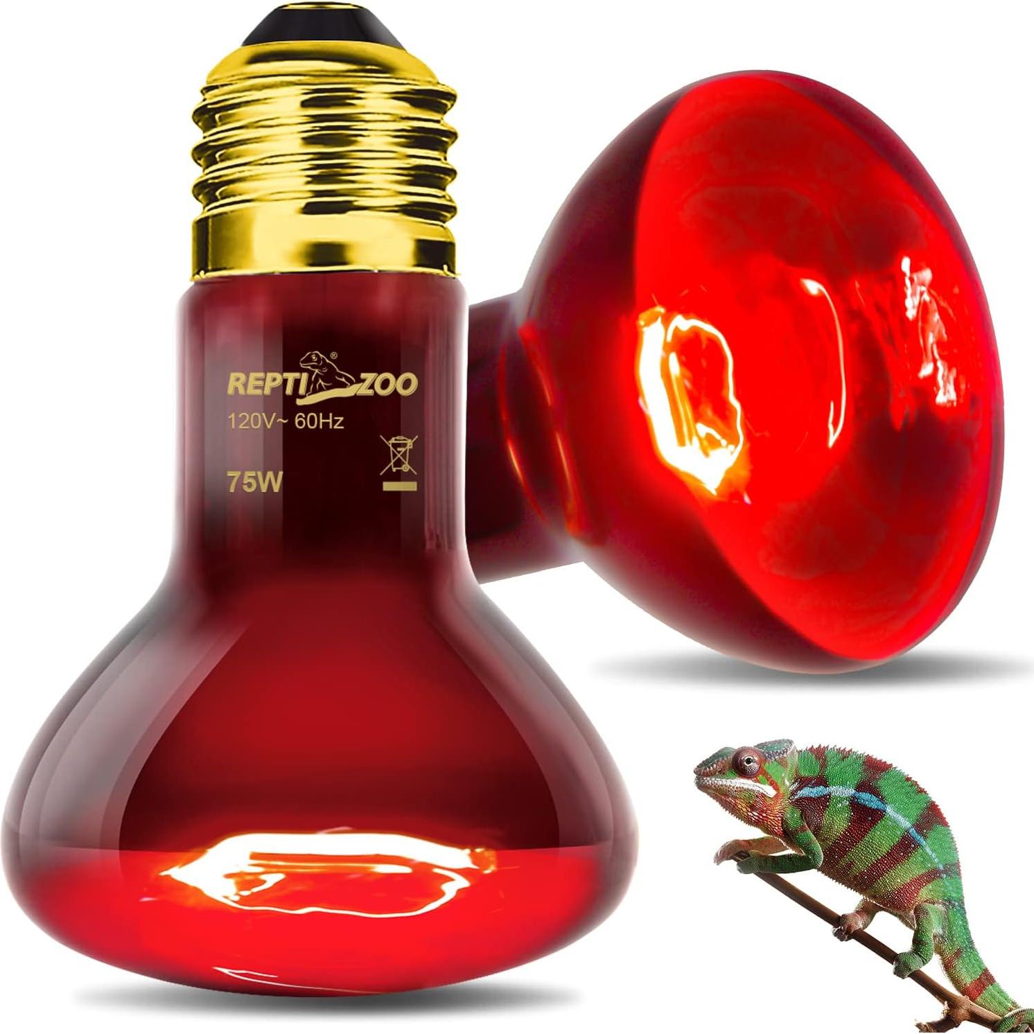 Lámpara de Calor Infrarrojo REPTI ZOO 75W para Reptiles 2PCS