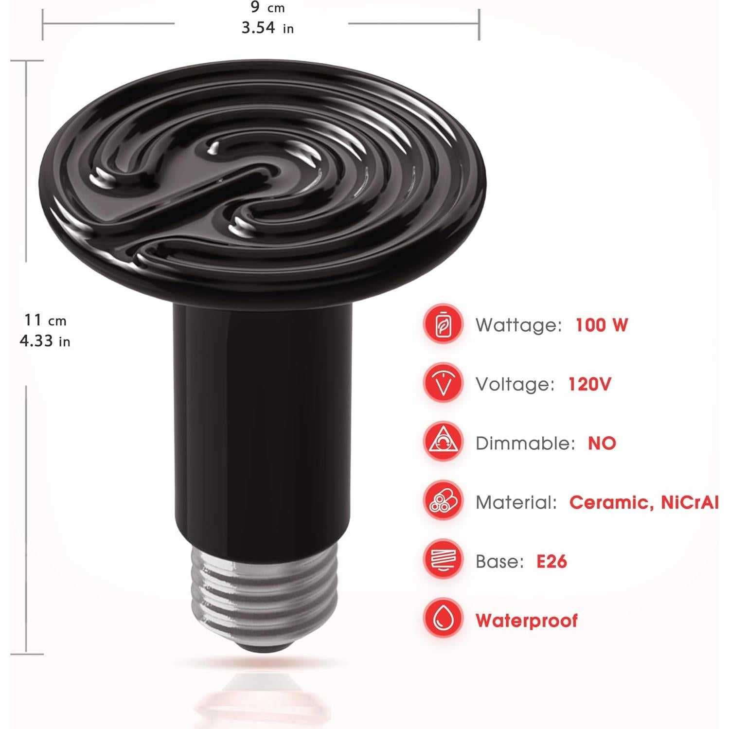 Emisor de Calor Cerámico 100W Briignite para Reptiles