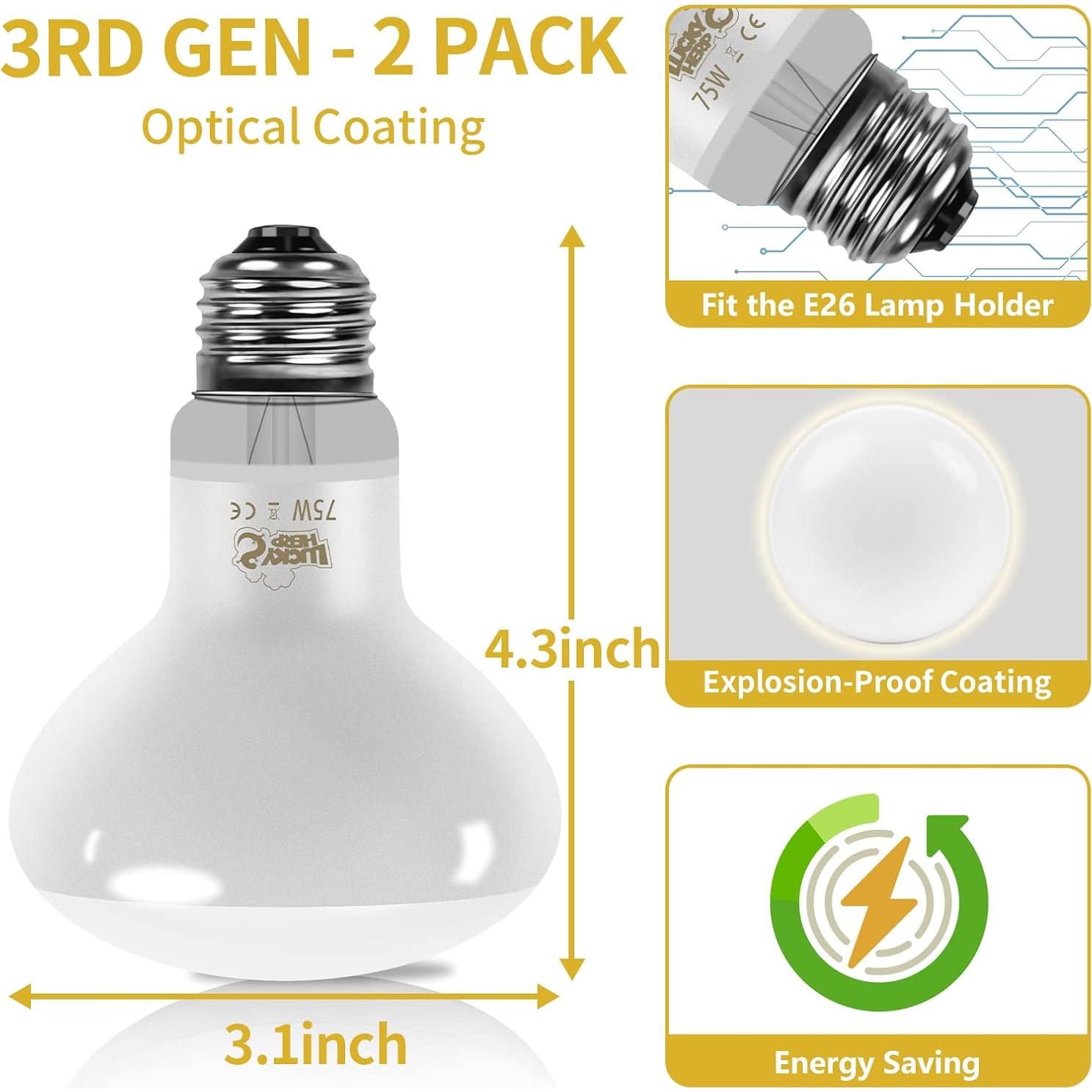 Bombilla de Calor 75W LUCKY HERP para Reptiles - 3ra Generación