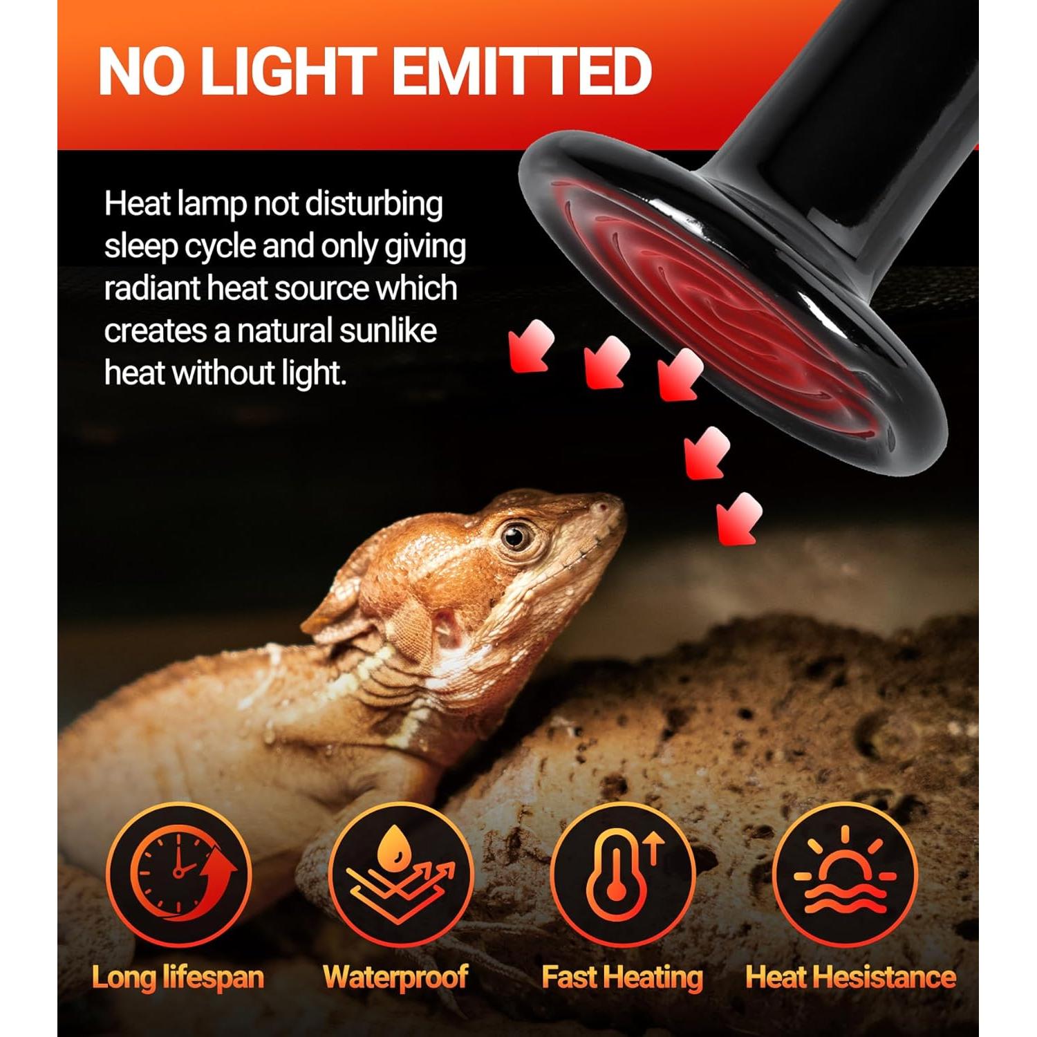Lámpara de Calor Cerámica REPTI ZOO 100W 2 Pack para Reptiles
