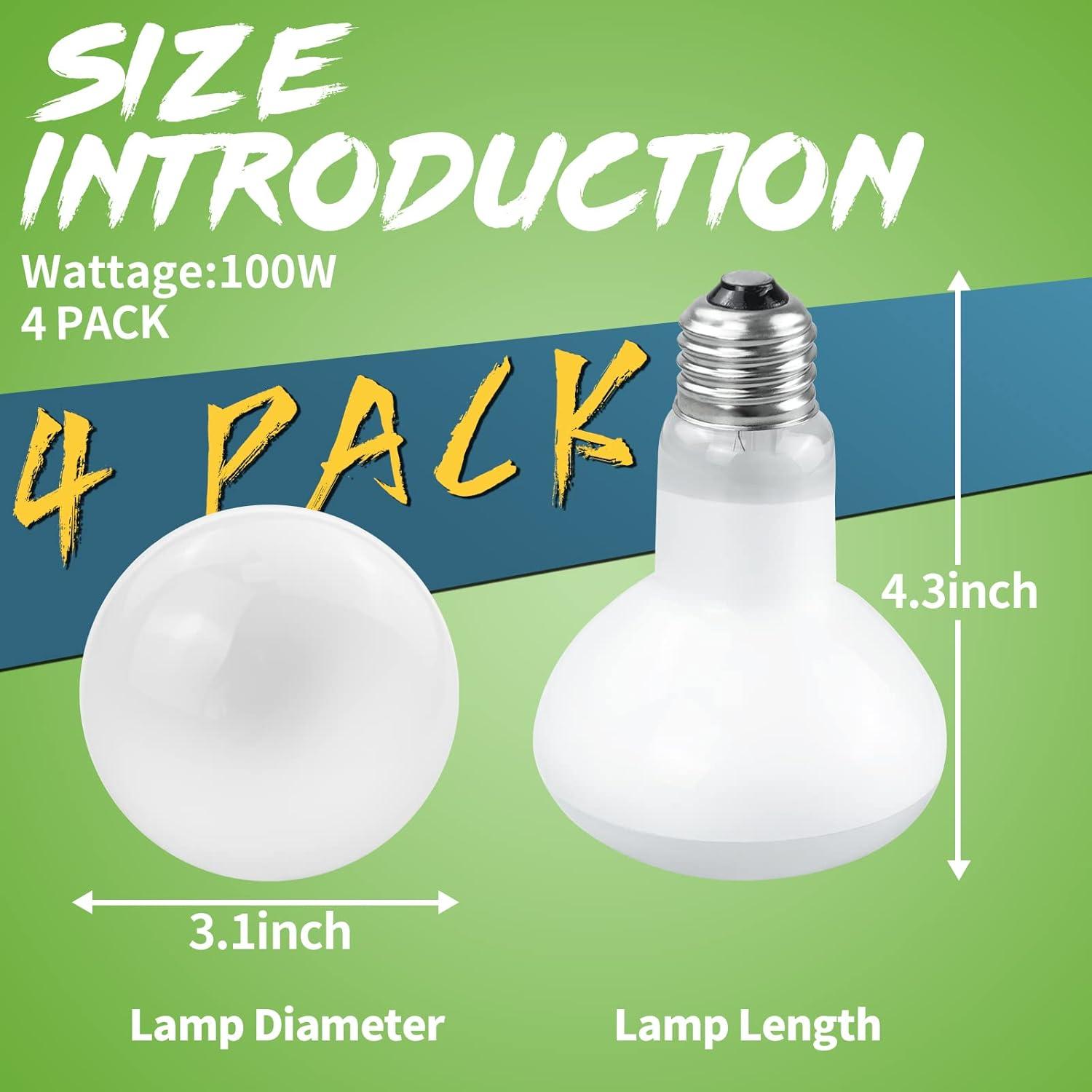 Bombillas de Calor para Reptiles LUCKY HERP 100W - Paquete de 4