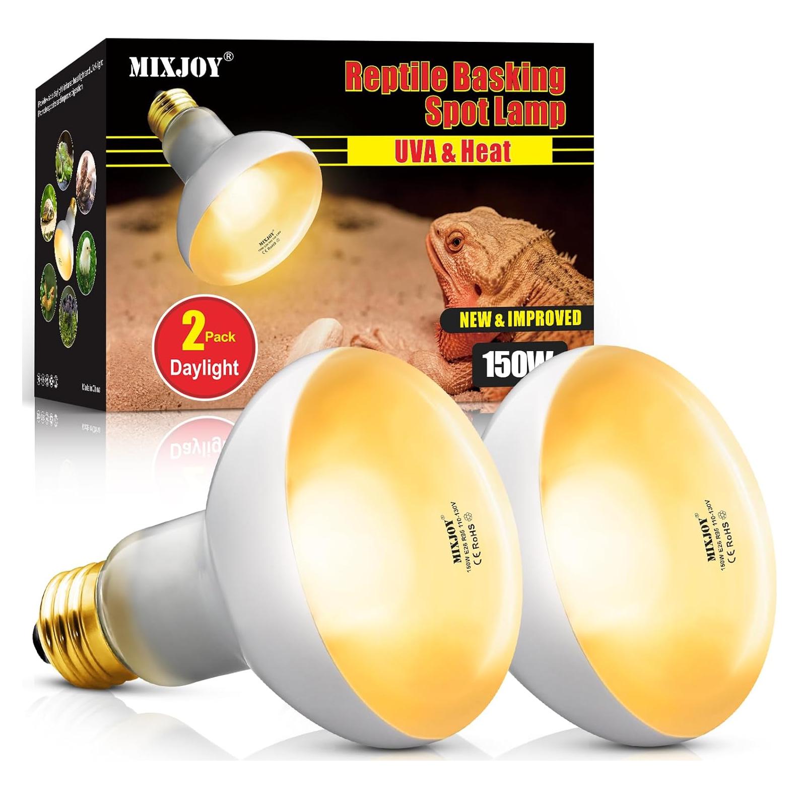 MIXJOY Bombillas de Calor para Reptiles 150W 2Pack UVA