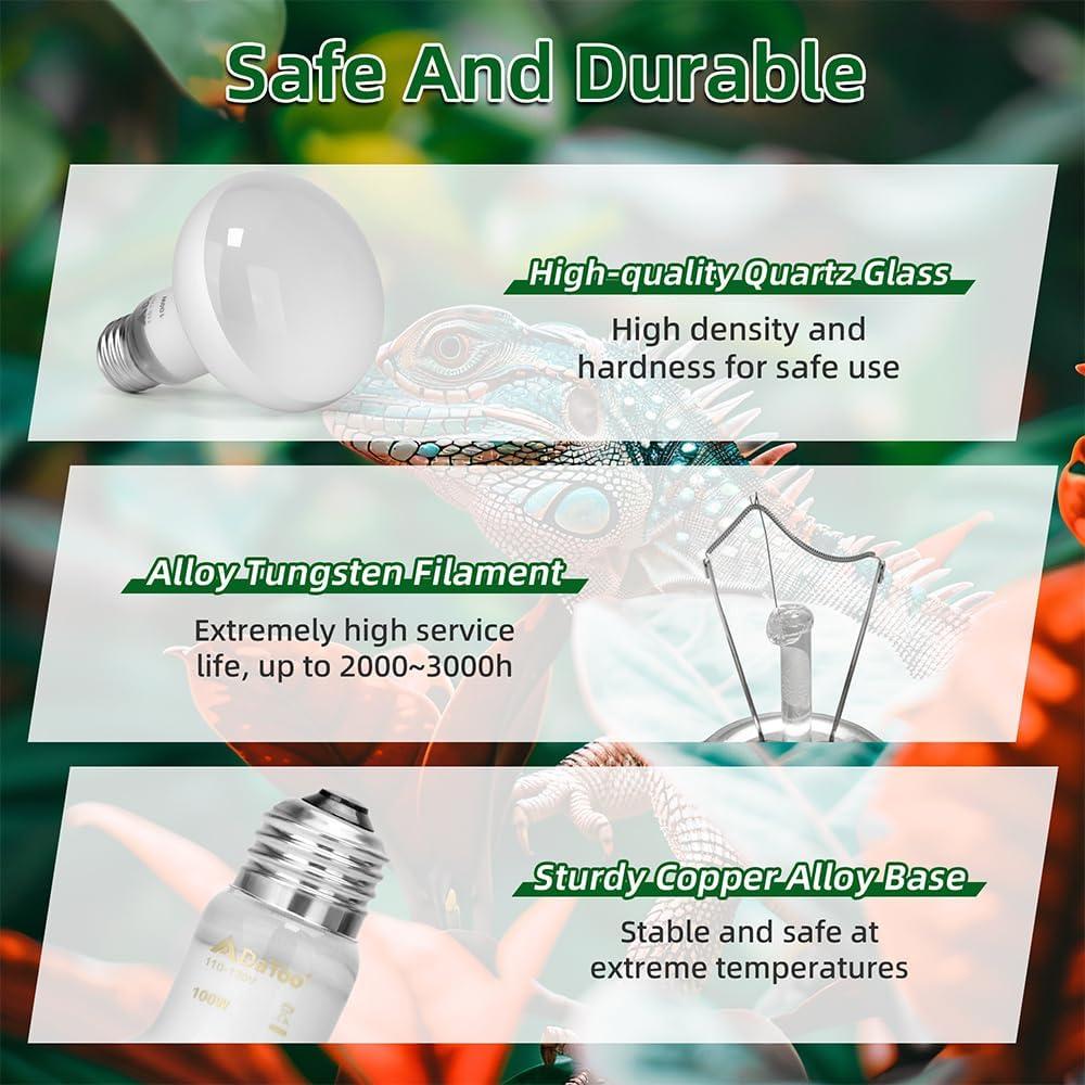 Lámpara de Calor para Reptiles DaToo 100W UVA 2 Paquete