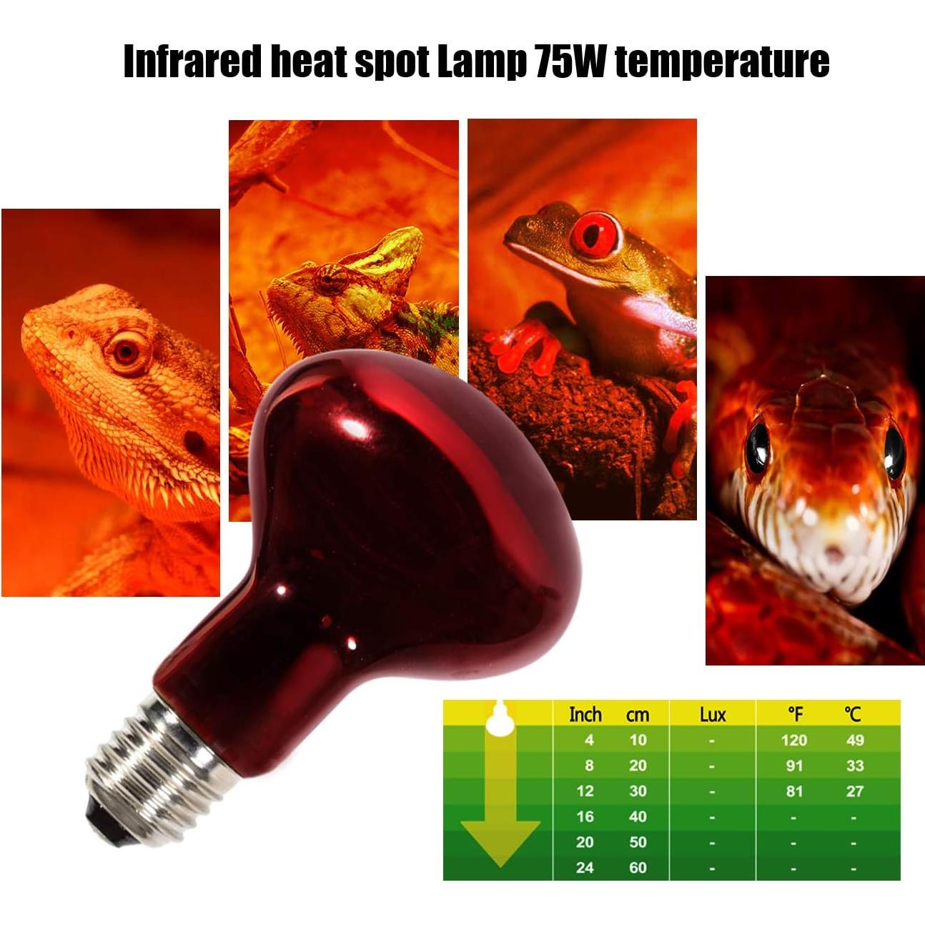 Bombillas de Calor Infrarrojo 75W MCLANZOO 2 Paquete para Reptiles