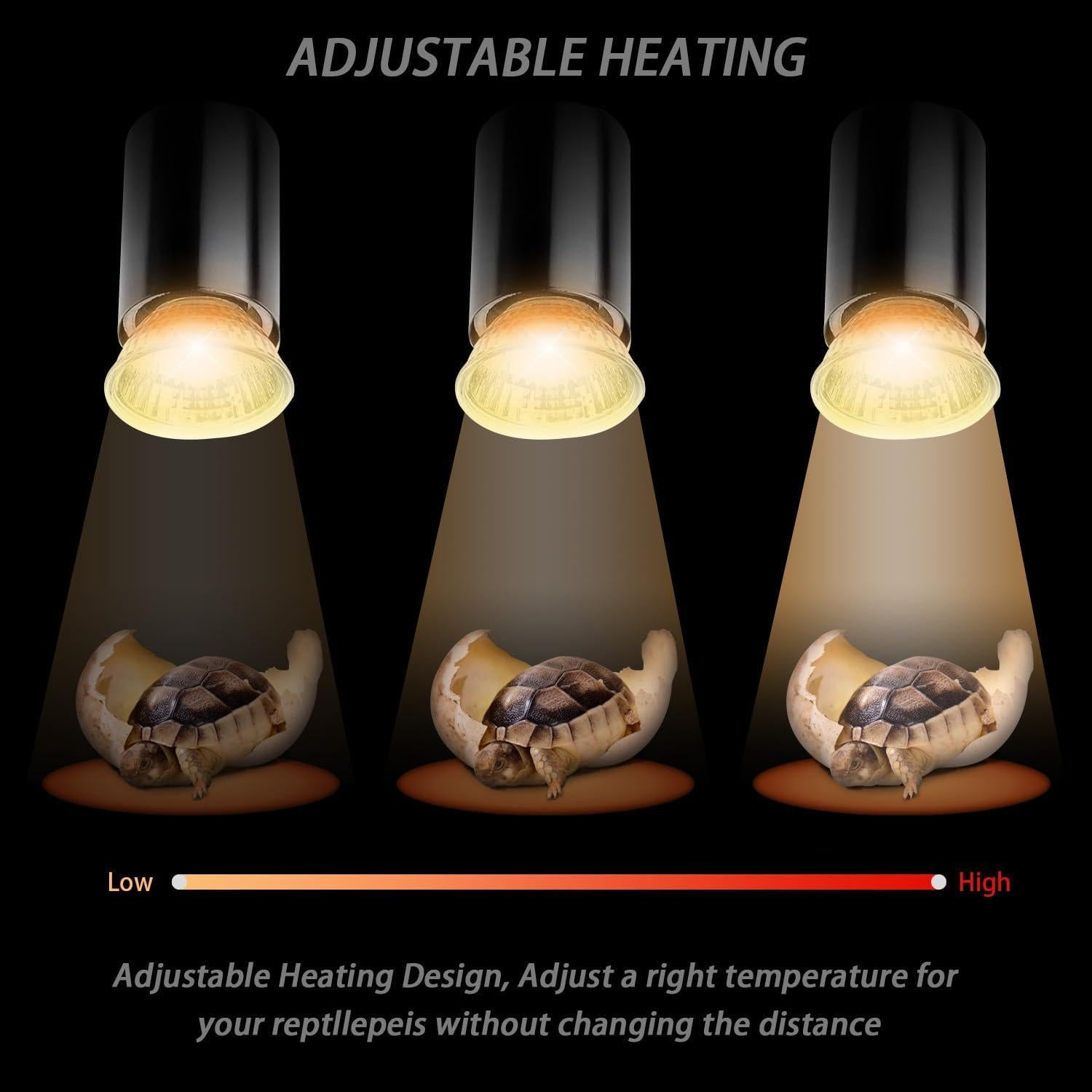 Paquete de 2 lámparas de calor 50W UVA UVB KOHEOPT para reptiles