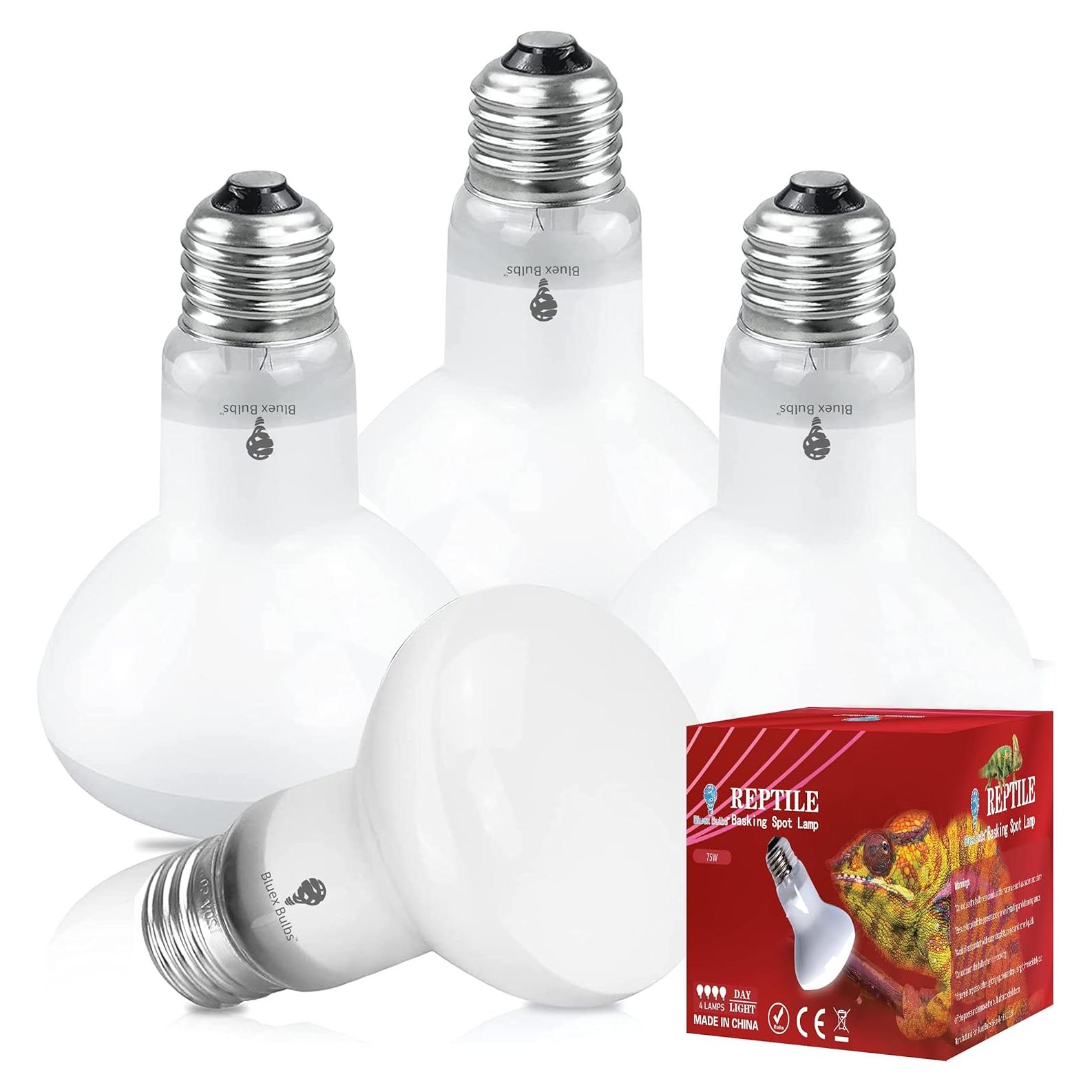 Paquete de 4 bombillas de calor 75W Bluex Bulbs para reptiles
