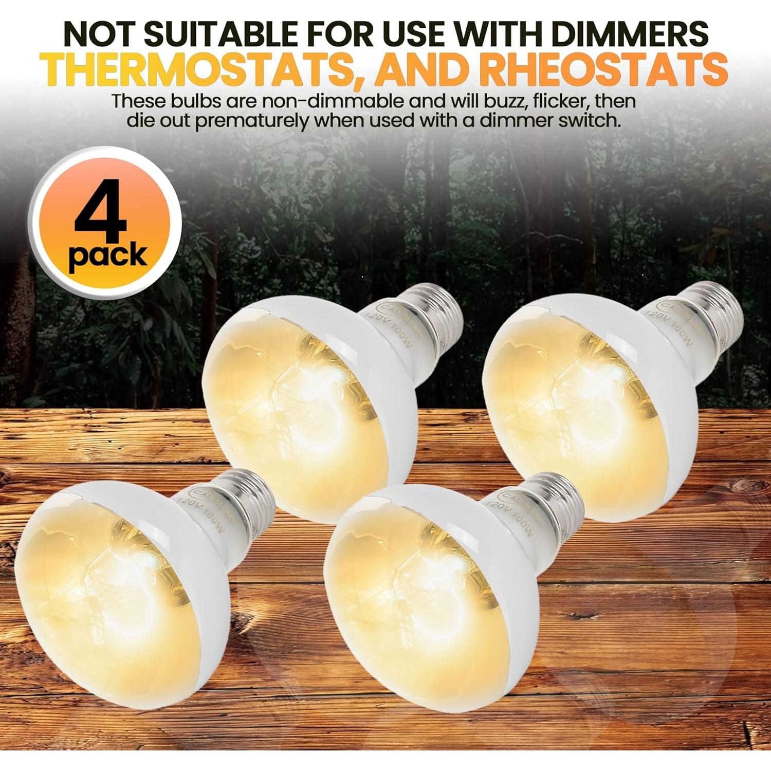 Bombillas de Calor para Reptiles CALPALMY 100W - Paquete de 4