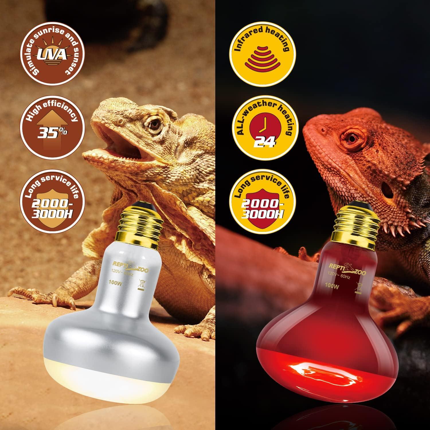 Bombillas de Calor para Reptiles REPTI ZOO 100W - Paquete de 2