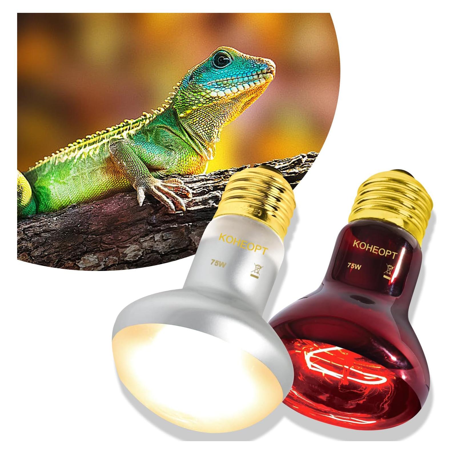 Bombilla de Calor Reptil KOHEOPT 75W 2-Pack UVA e Infrarrojo