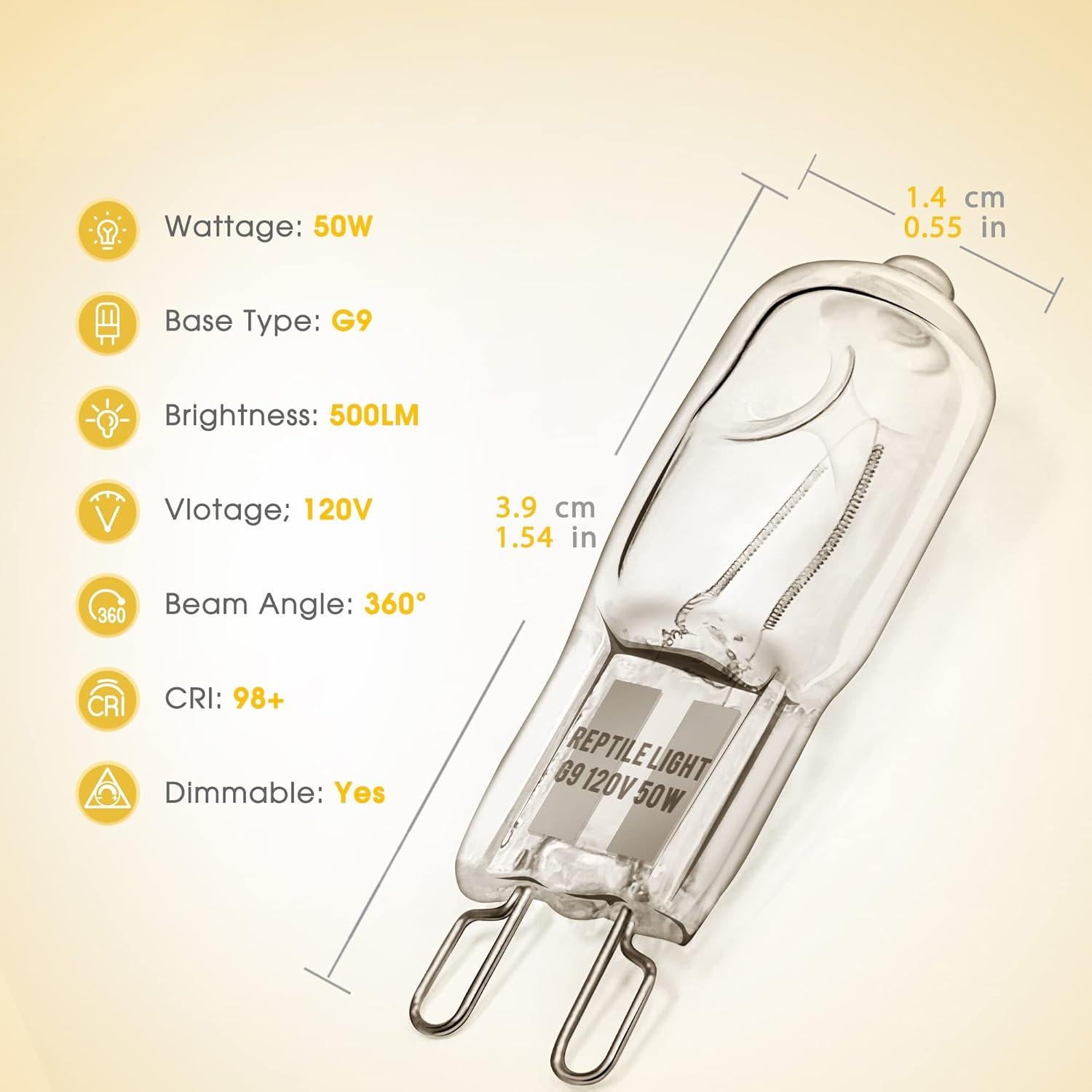 Bombillas de Calor Briignite G9 para Reptiles 50W Paquete de 2