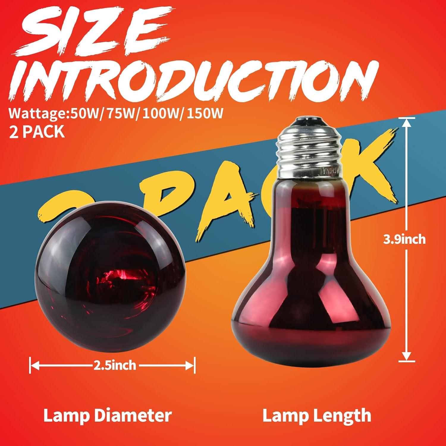 LUCKY HERP Lámpara de Calor Infrarroja 50W para Reptiles