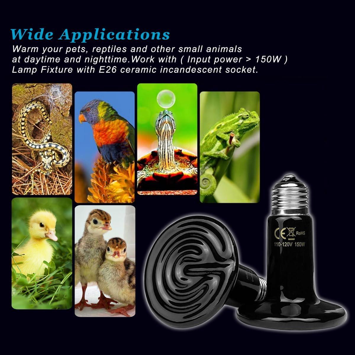 Emisor de Calor Cerámico 150W E26 para Reptiles - Paquete de 2