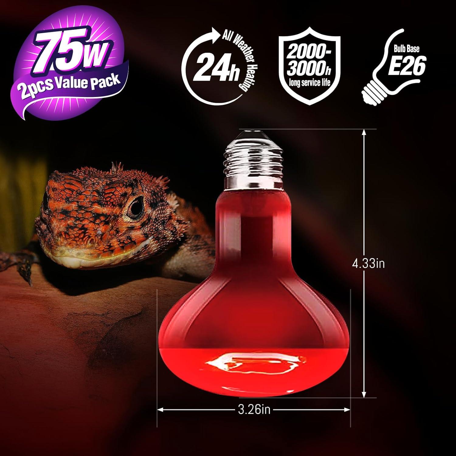 Lámpara de Calor Roja Regulable LEOTERRA R80 para Reptiles 2PACK