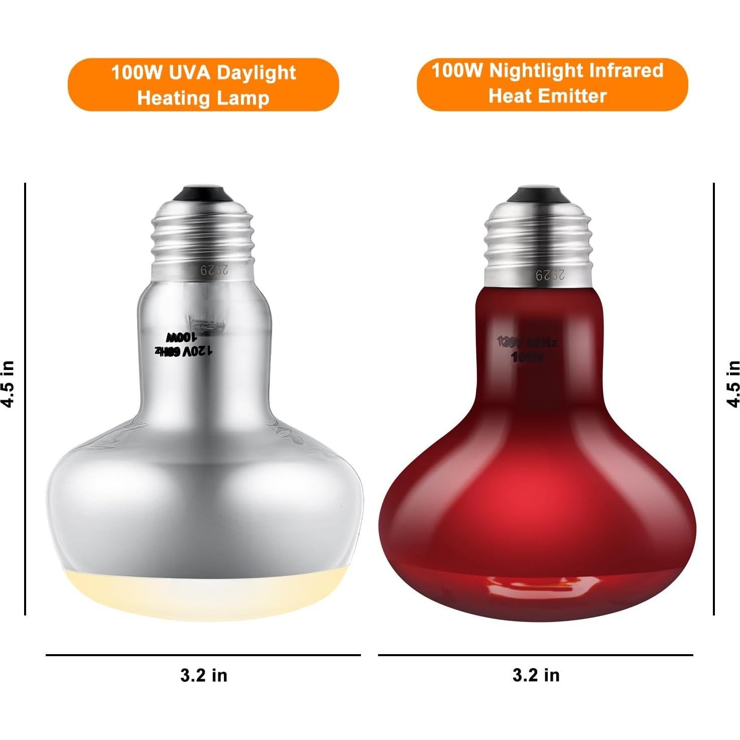 Paquete de 2 Bombillas de Calor para Reptiles 100W DXOPHIEX