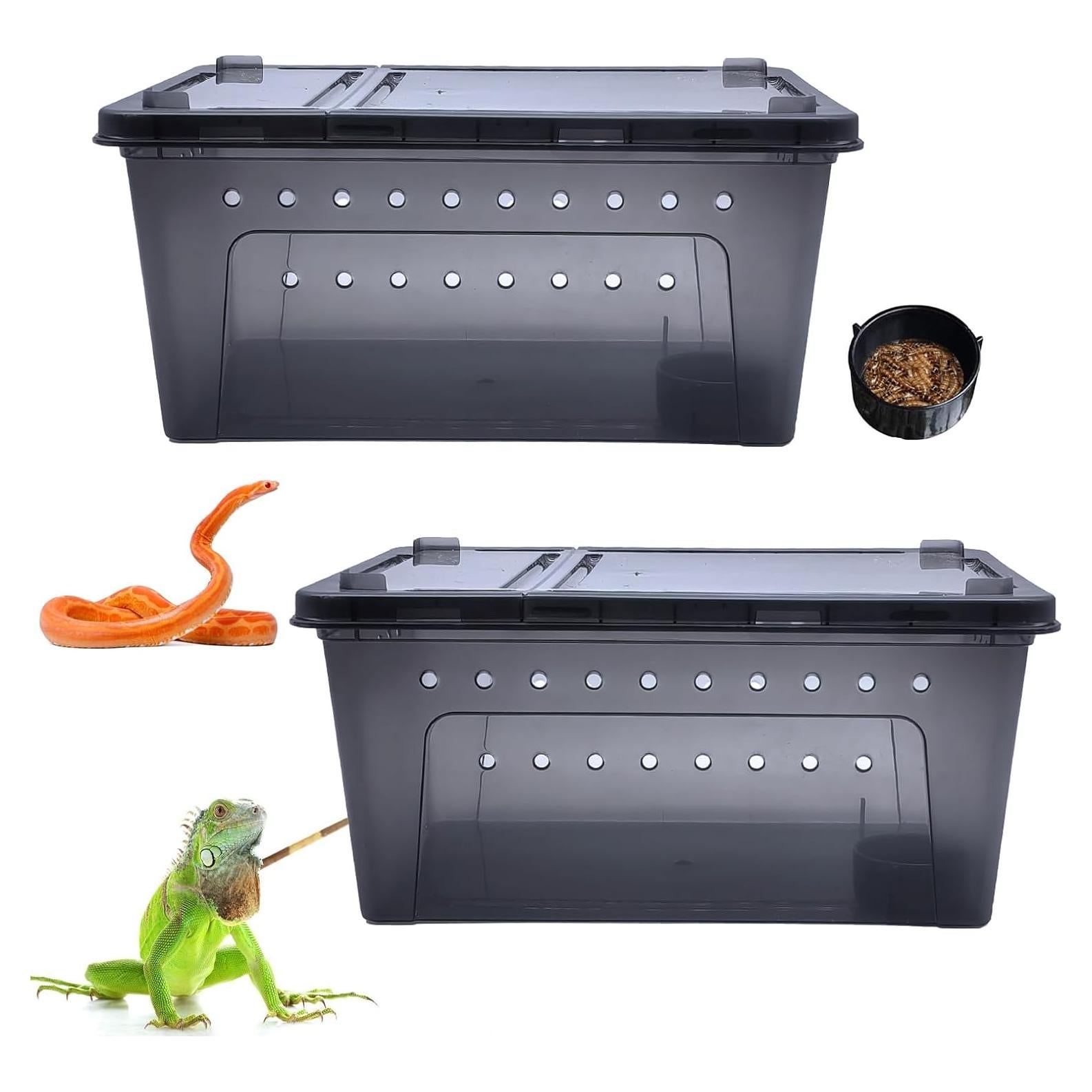 Terrario para Reptiles PINVNBY 2-Pack 32cm x 22cm x 15cm