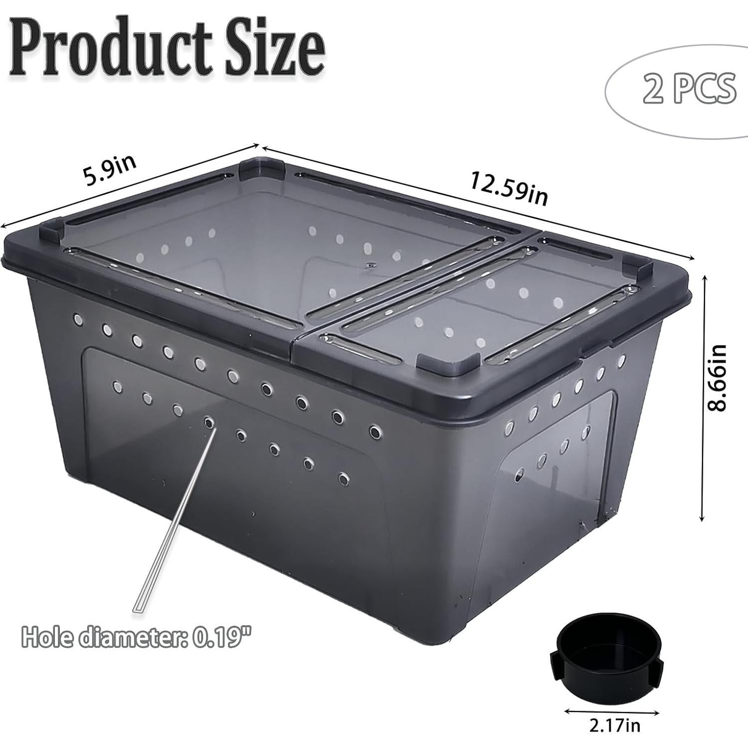 Terrario para Reptiles PINVNBY 2-Pack 32cm x 22cm x 15cm