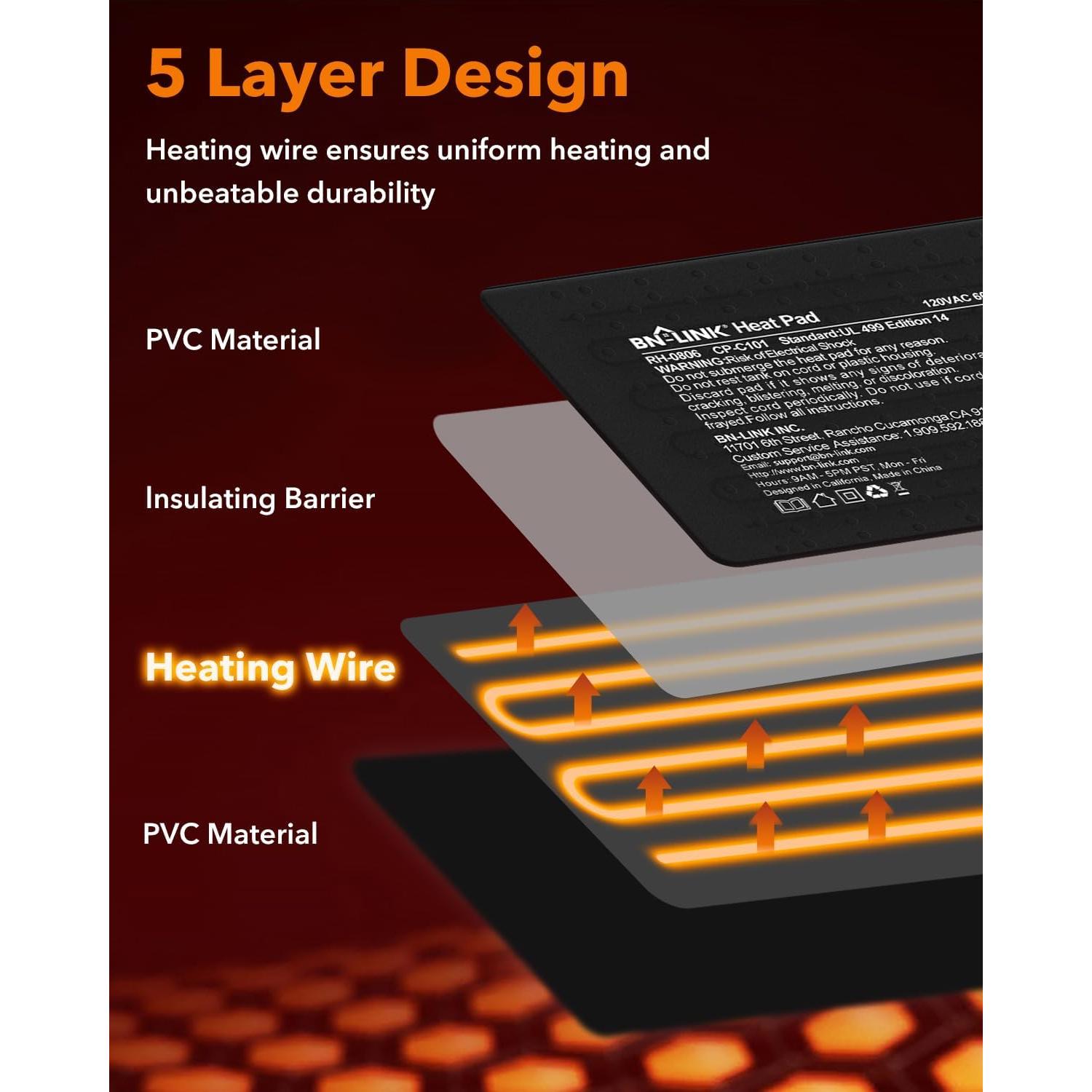 Almohadilla Térmica BN-LINK 15.24x20.32cm 8W para Reptiles