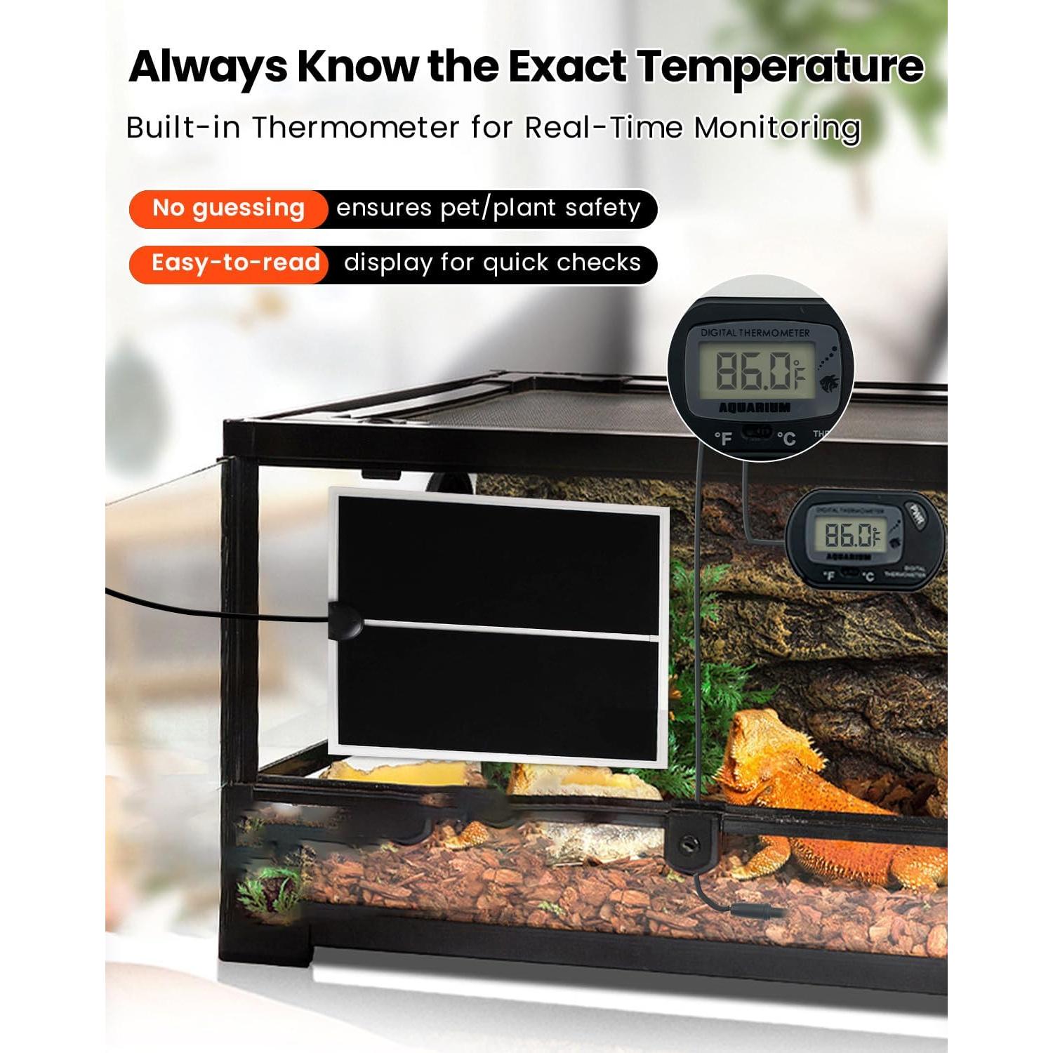 Almohadilla Calefactora para Reptiles MQ 5W con Termómetro Digital