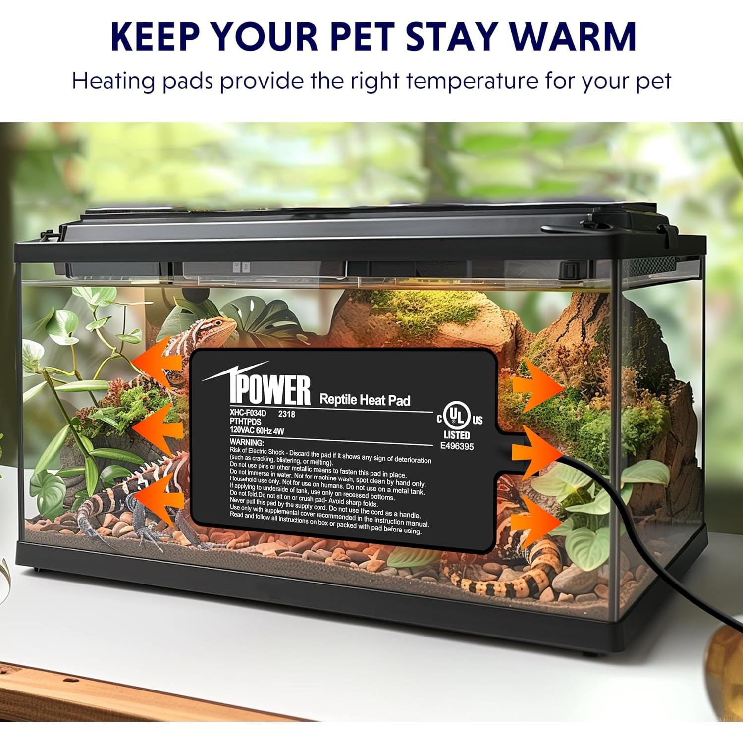 Almohadilla Térmica para Reptiles iPower 10x18 cm con Termostato