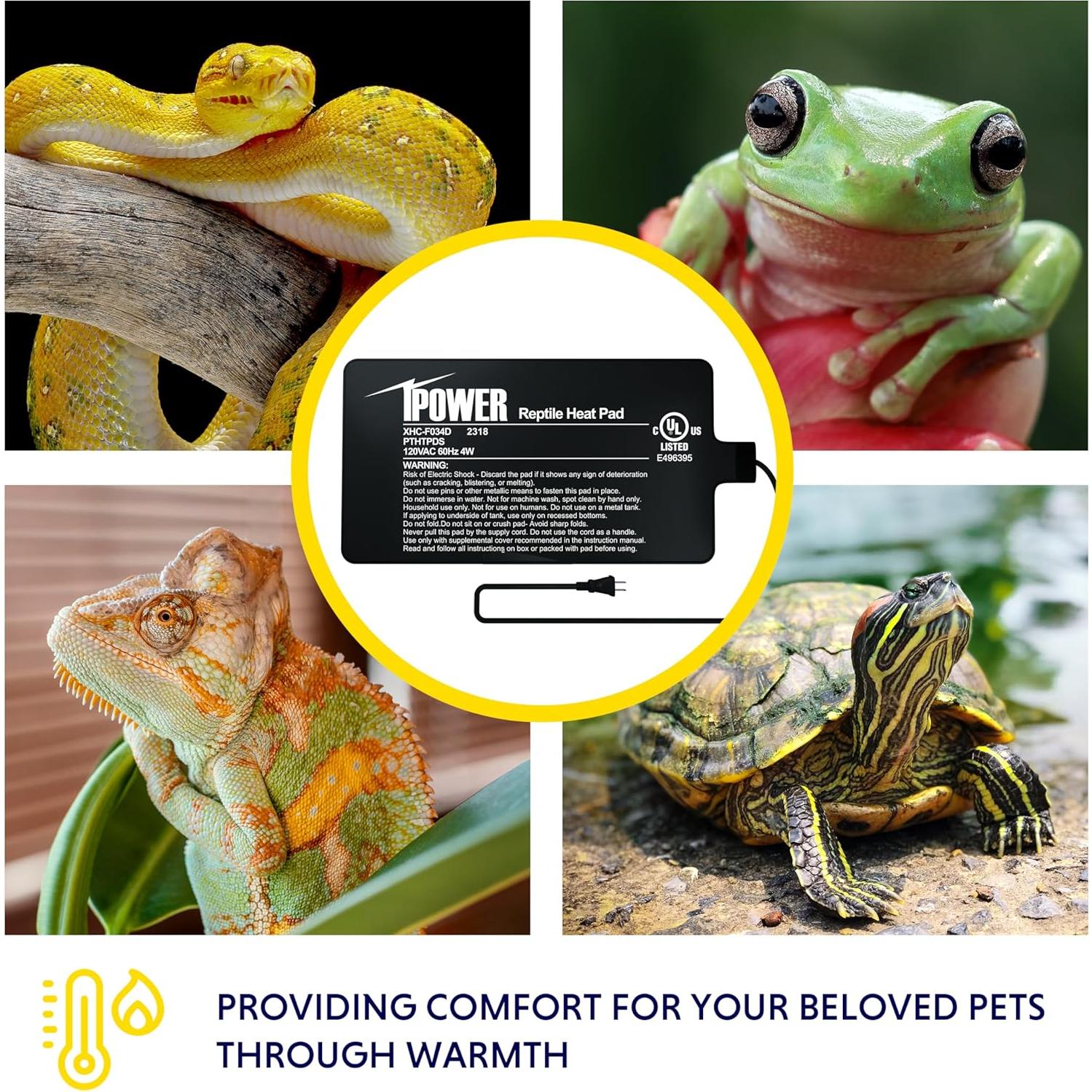 Almohadilla Térmica para Reptiles iPower 10x18 cm con Termostato