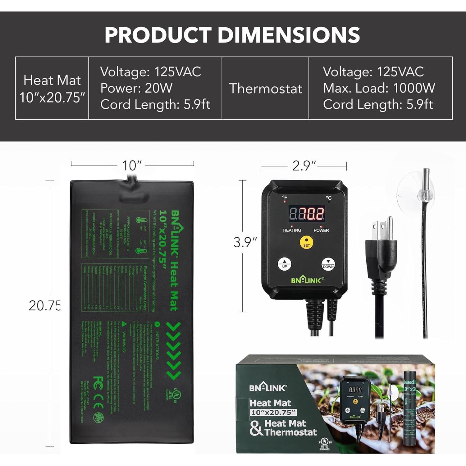 Alfombrilla Térmica BN-LINK 10" x 52.7cm con Termostato