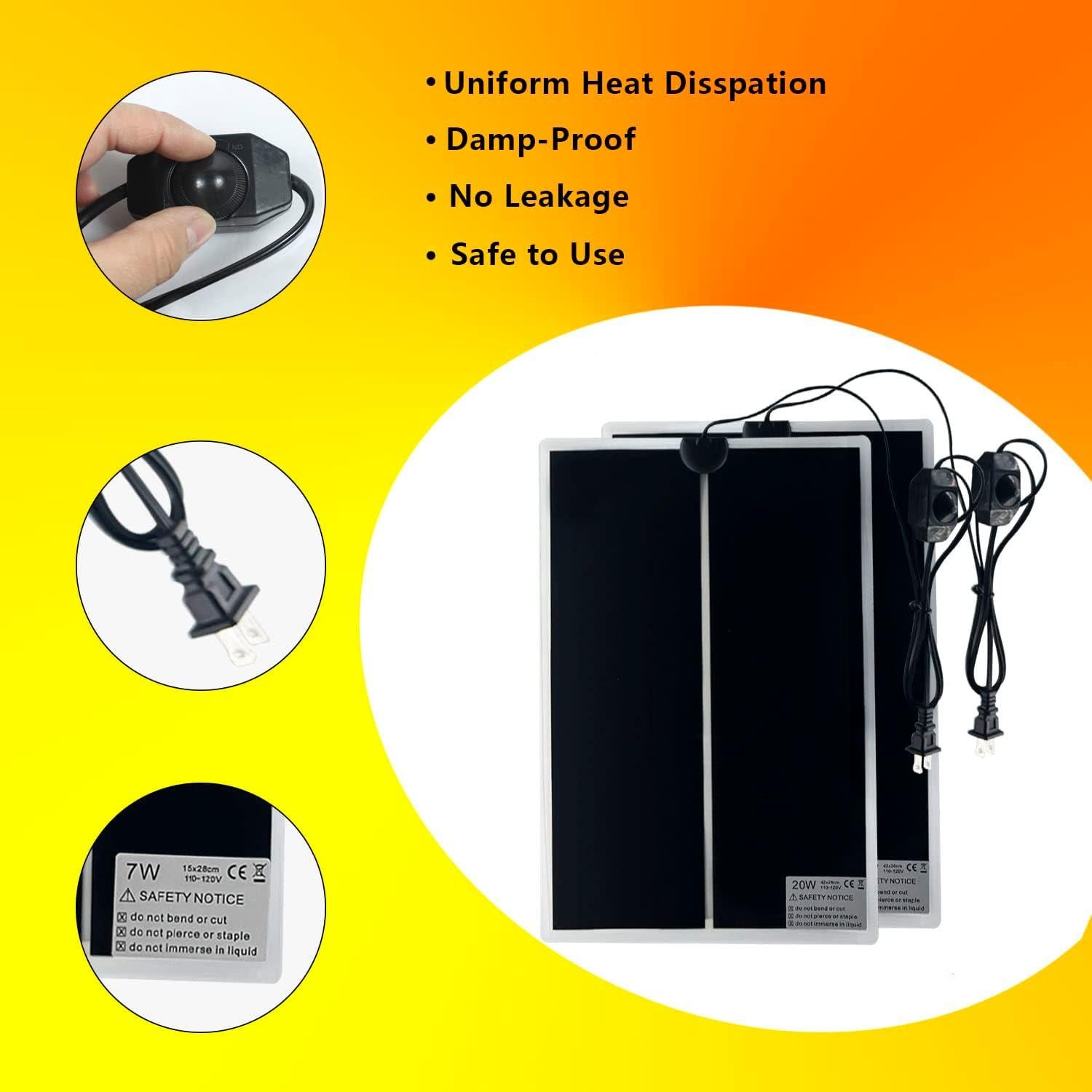 Alfombrilla Térmica para Reptiles FIPASEN 20W 27.94x42cm 2PCS