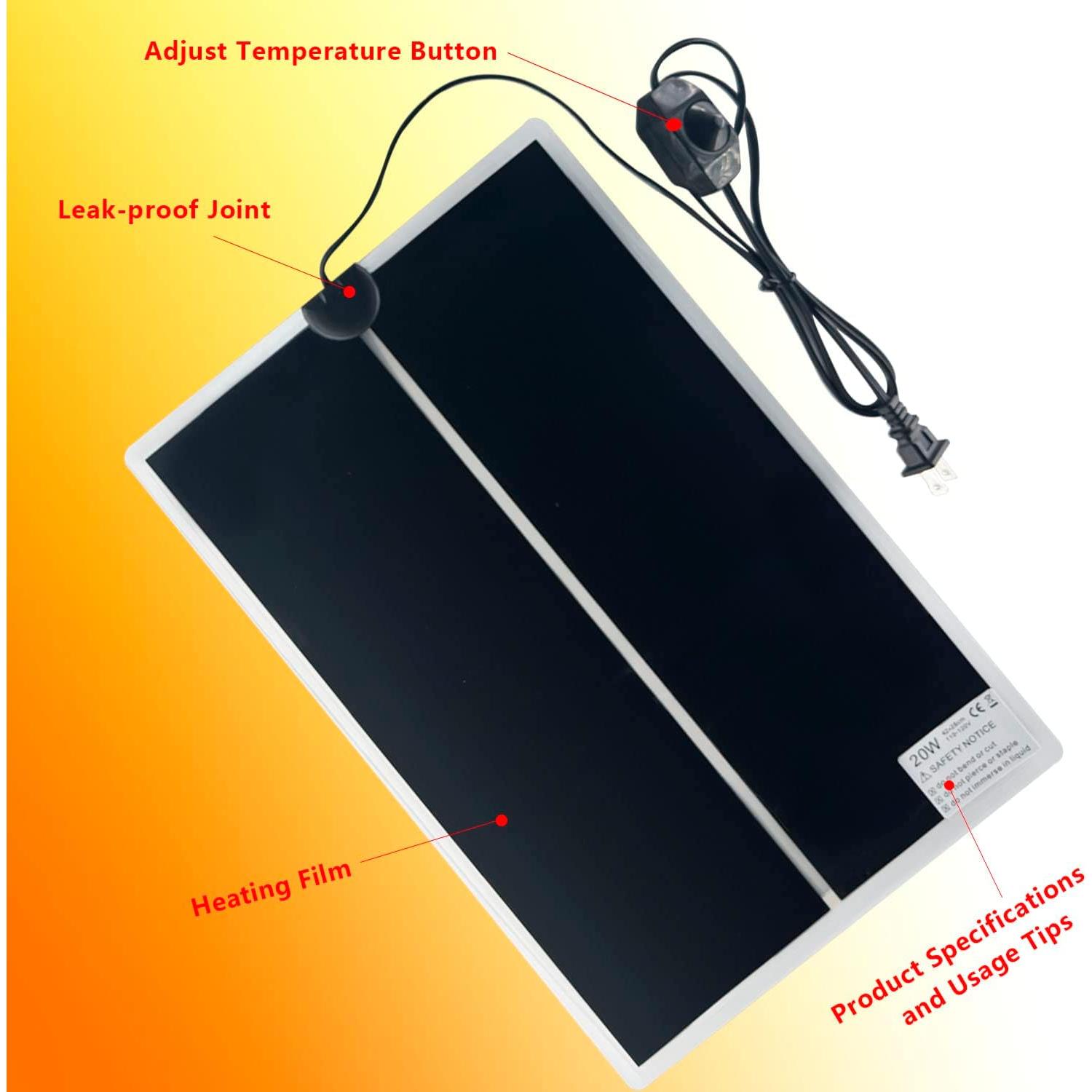 Alfombrilla Térmica para Reptiles FIPASEN 20W 27.94x42cm 2PCS